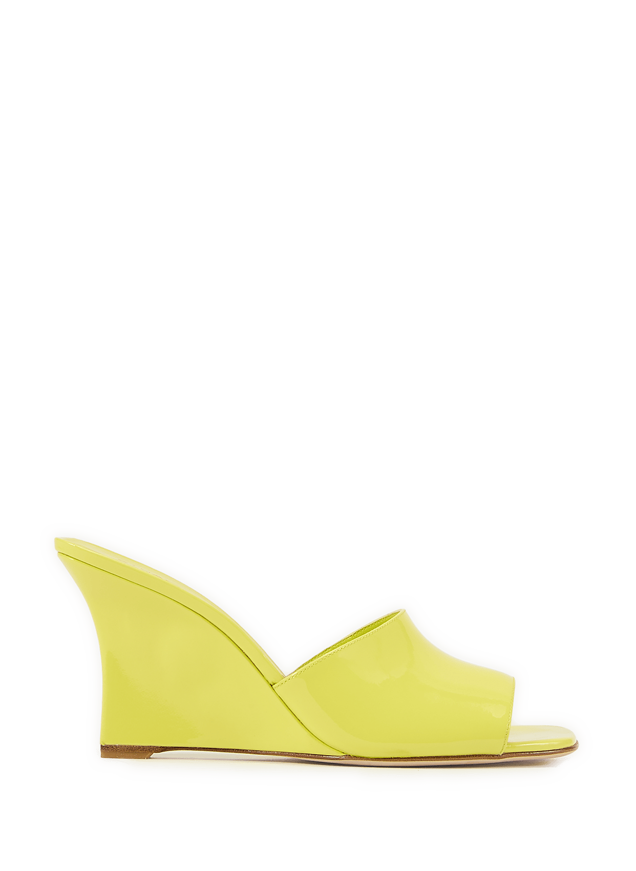 Vinnie Wedge 85 Patent Leather Mules STUART WEITZMAN Yellow