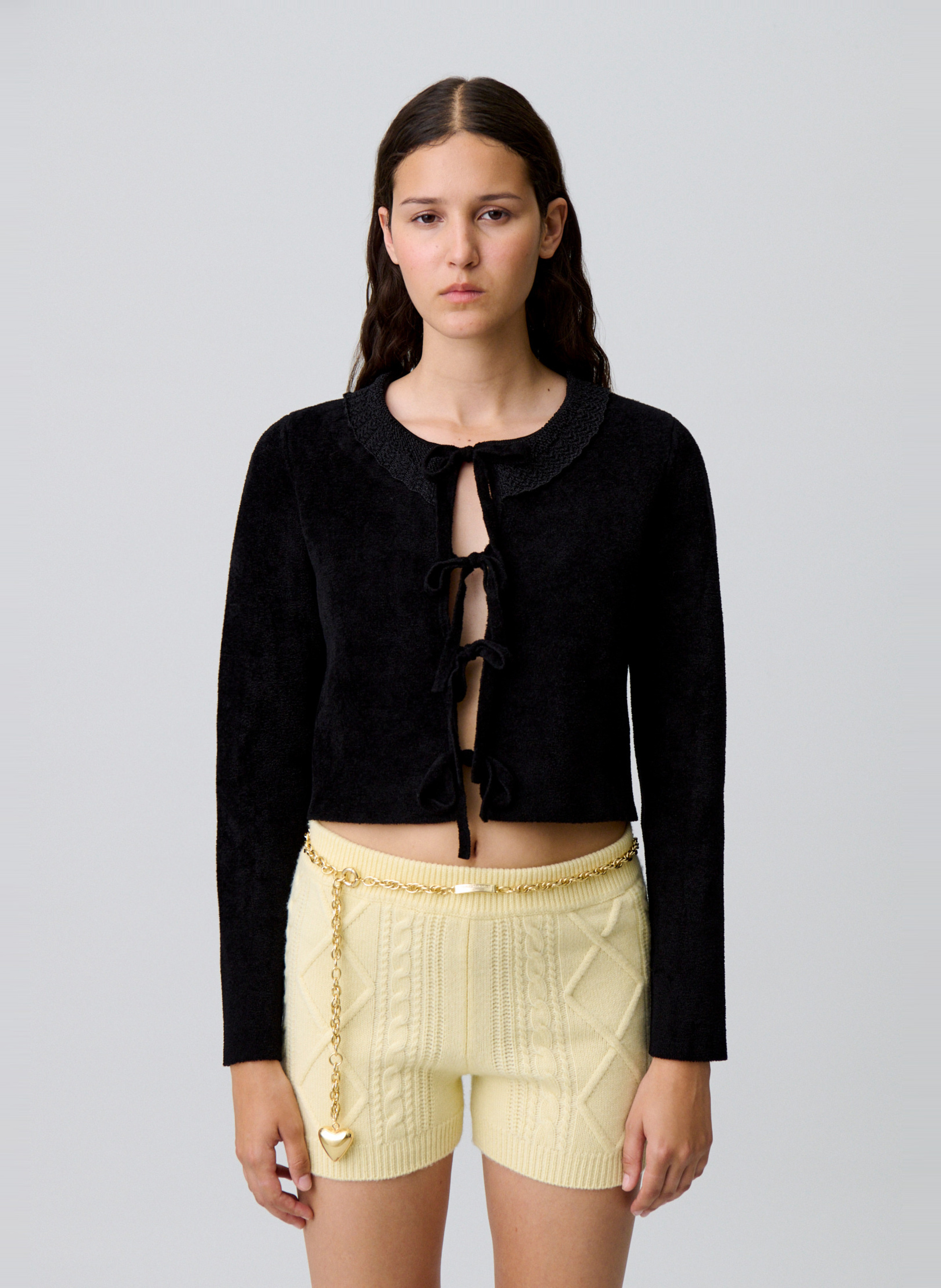 Cardigan court à liens uni morlino CLAUDIE PIERLOT Noir