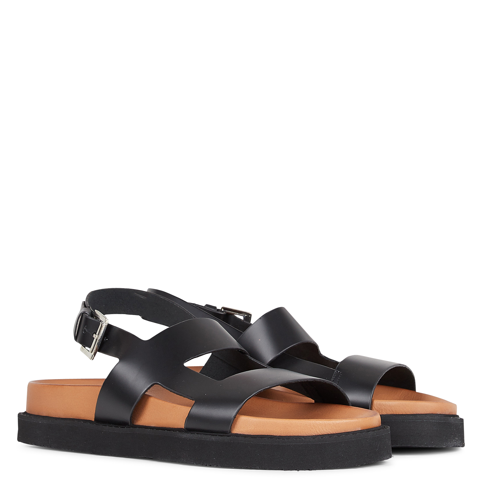 Sandales plates en cuir lagune JONAK Noir