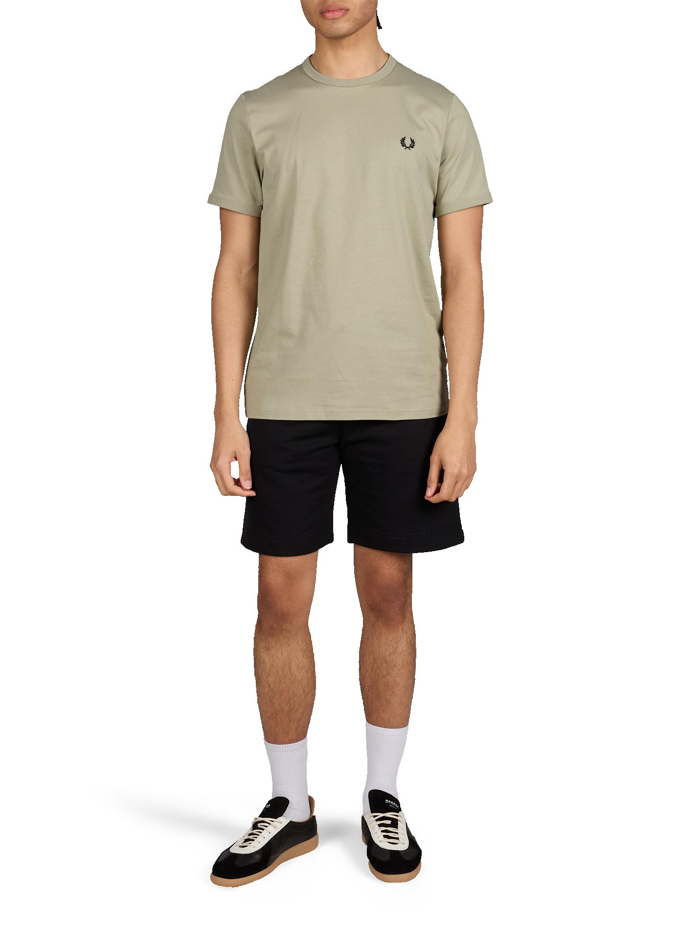 T-shirt à bordures contrastantes en coton FRED PERRY Vert
