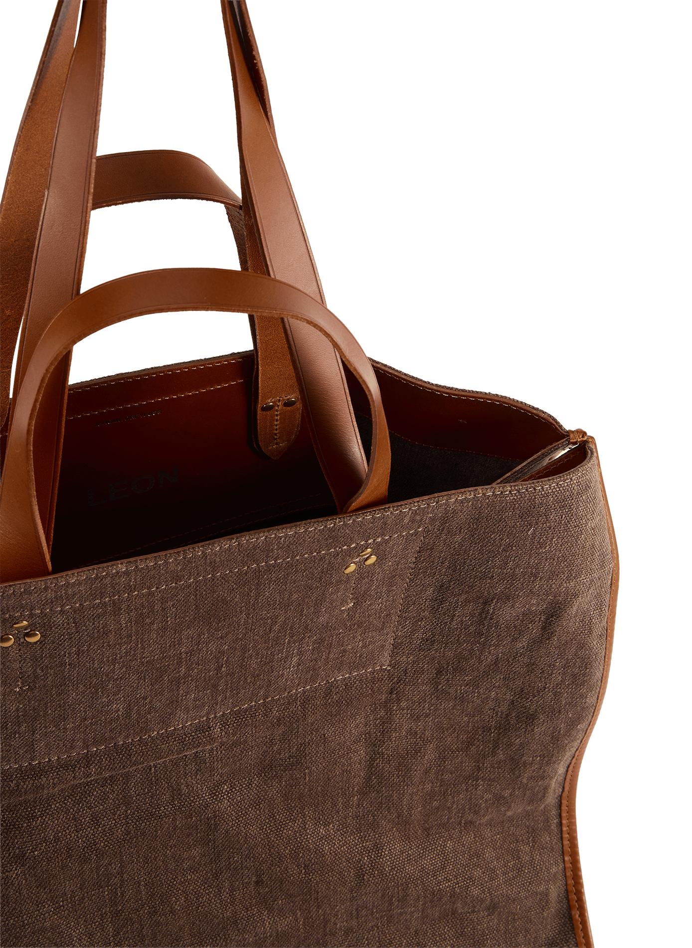 Sac cabas Léon L en toile de laine JÉRÔME DREYFUSS Marron