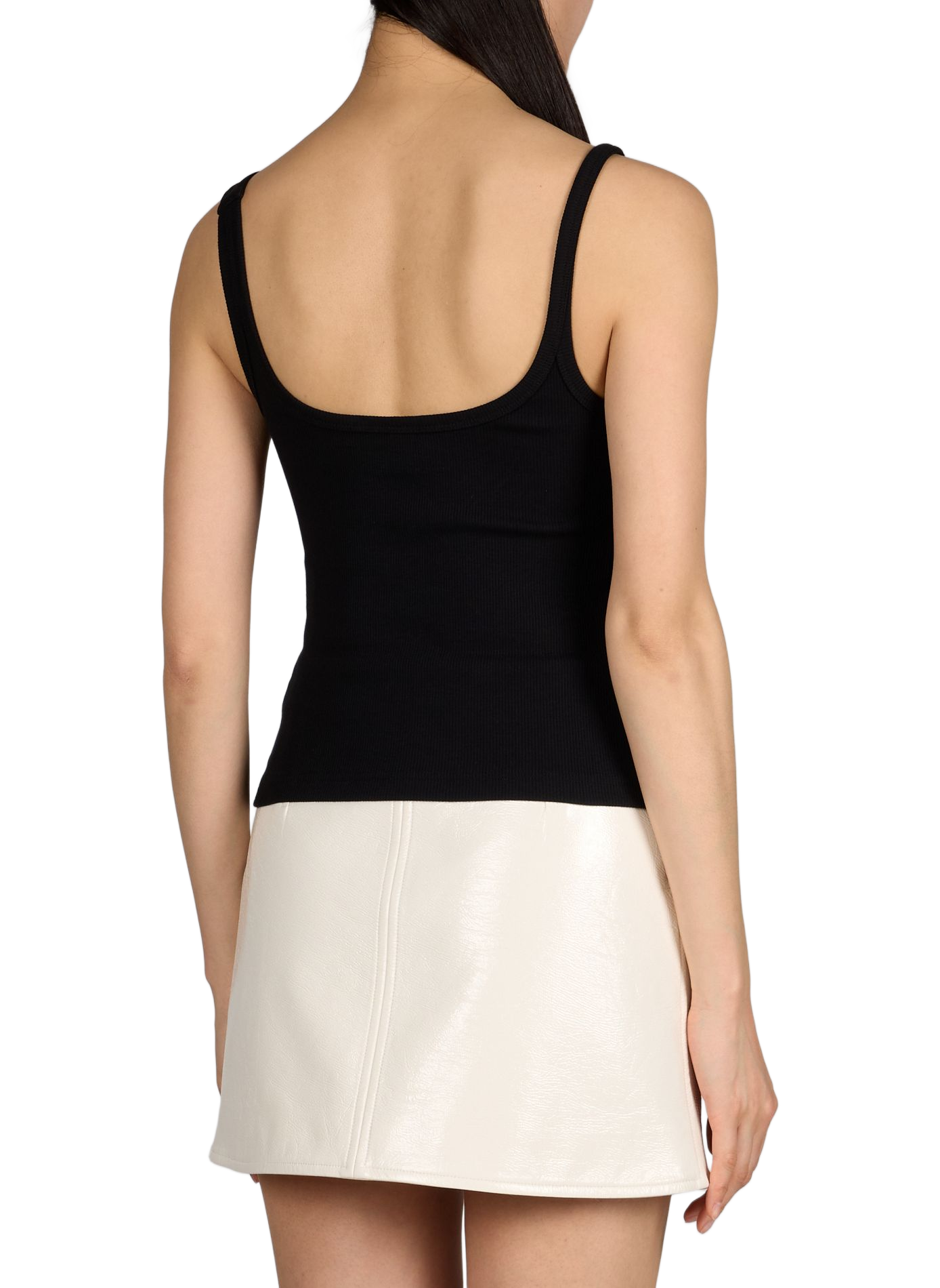 Débardeur droit en coton mélangé COURRÈGES Noir