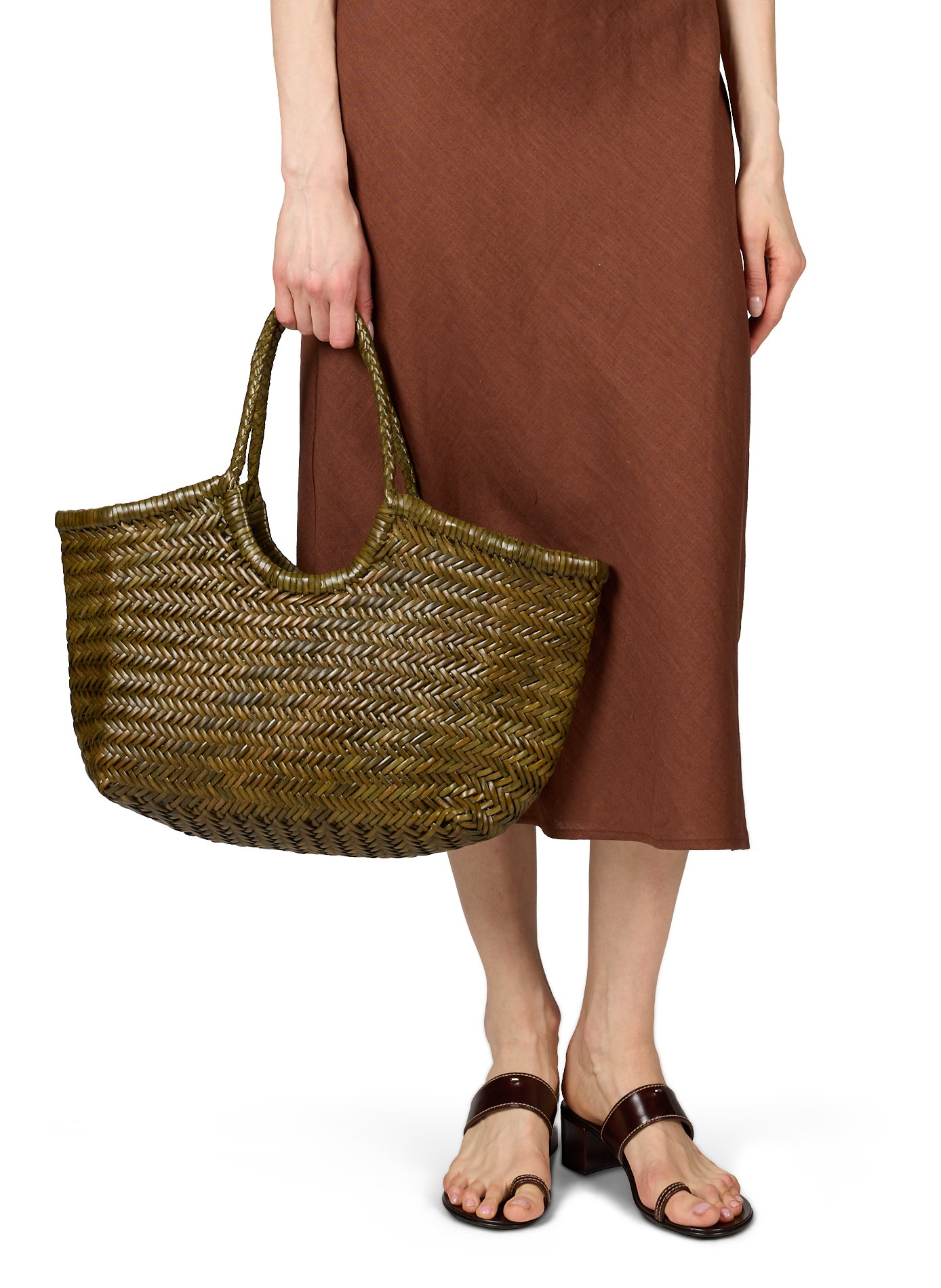 Sac cabas Nantucket en cuir tressé DRAGON DIFFUSION Vert