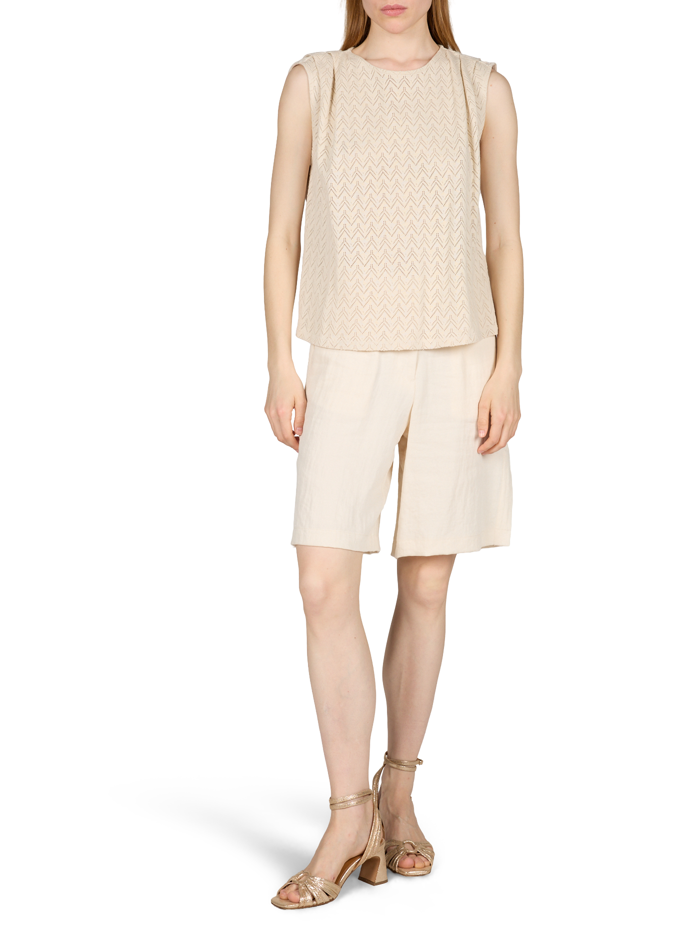 Top Vilihura in cotone VILA Beige