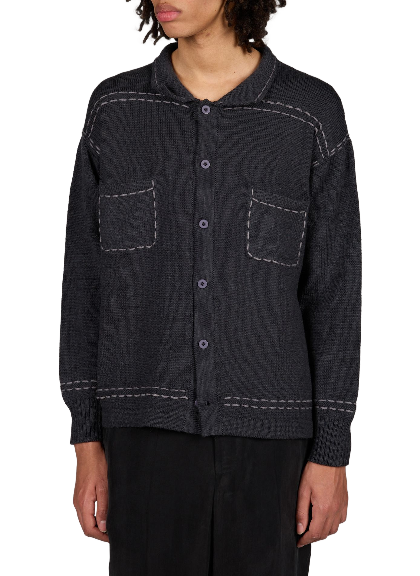 Cotton knit cardigan PAS UNE MARQUE Black