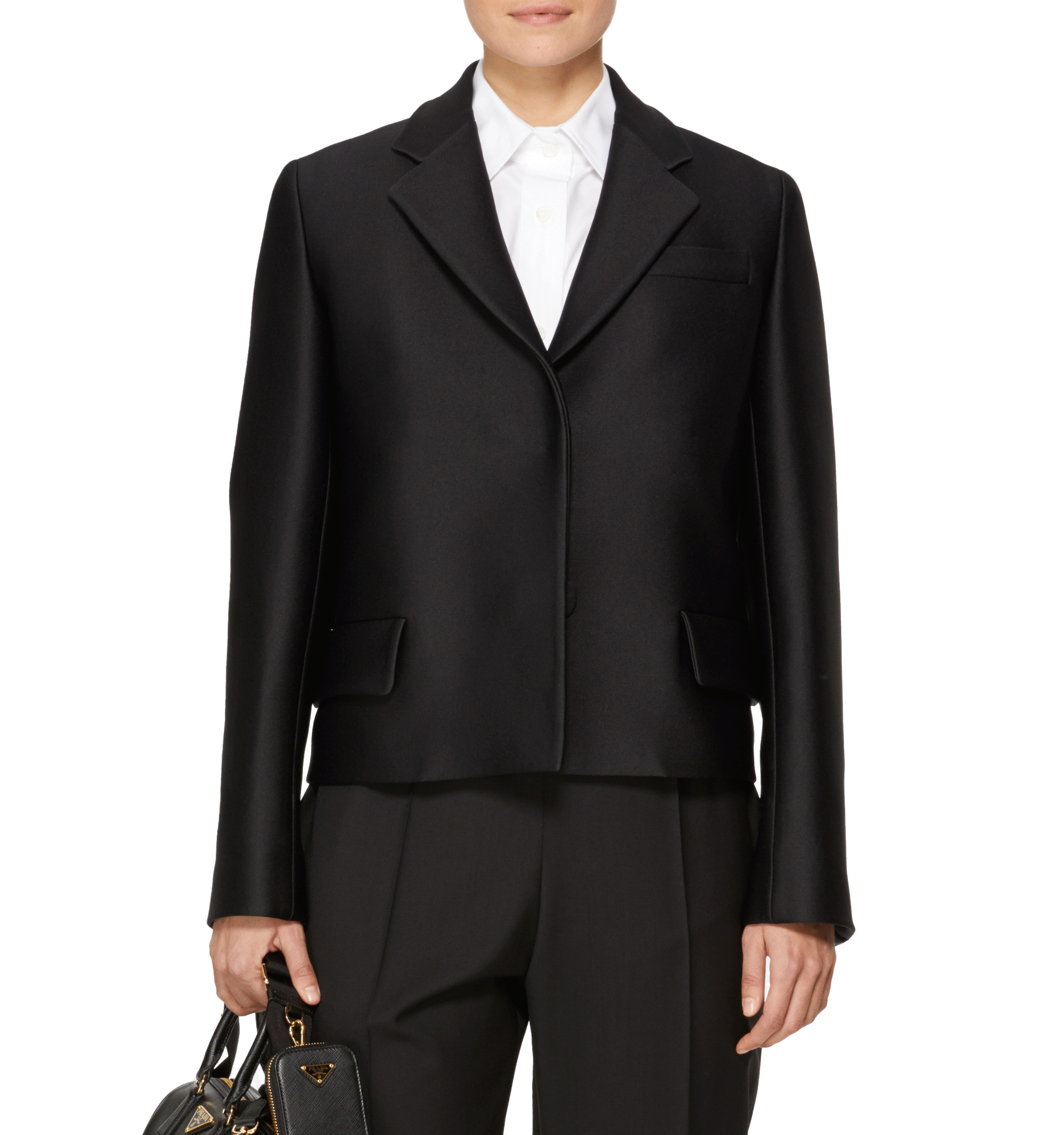 Black straight-fit jacket in woven fabric PRADA Black