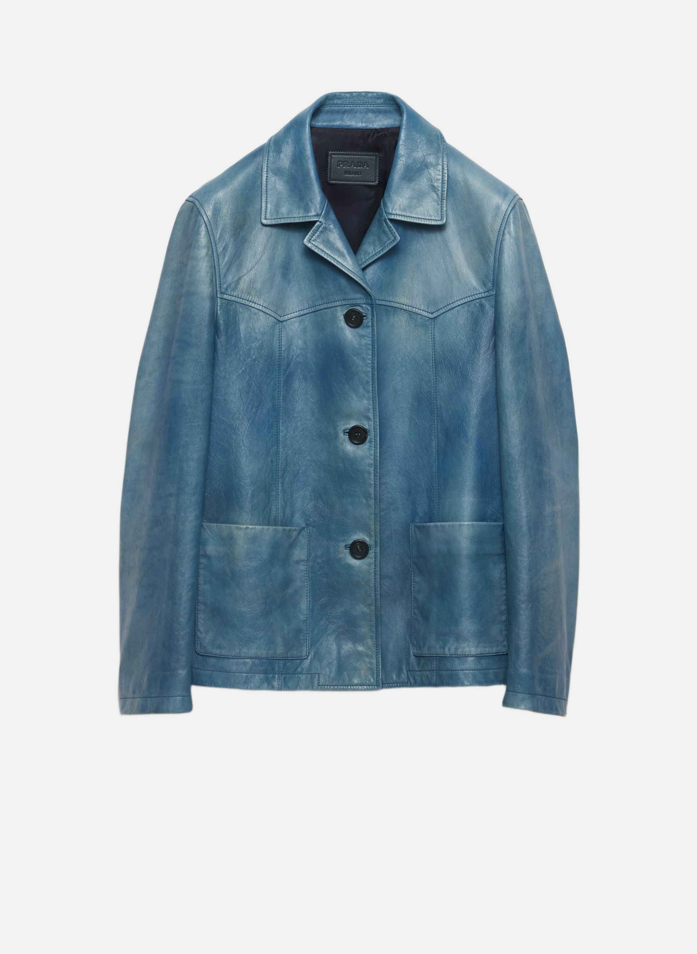 Veste en cuir nappa PRADA Bleu