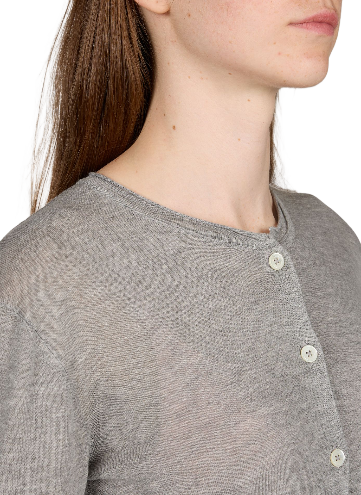 Transparent round-neck cardigan in blended cotton DUNST Grey