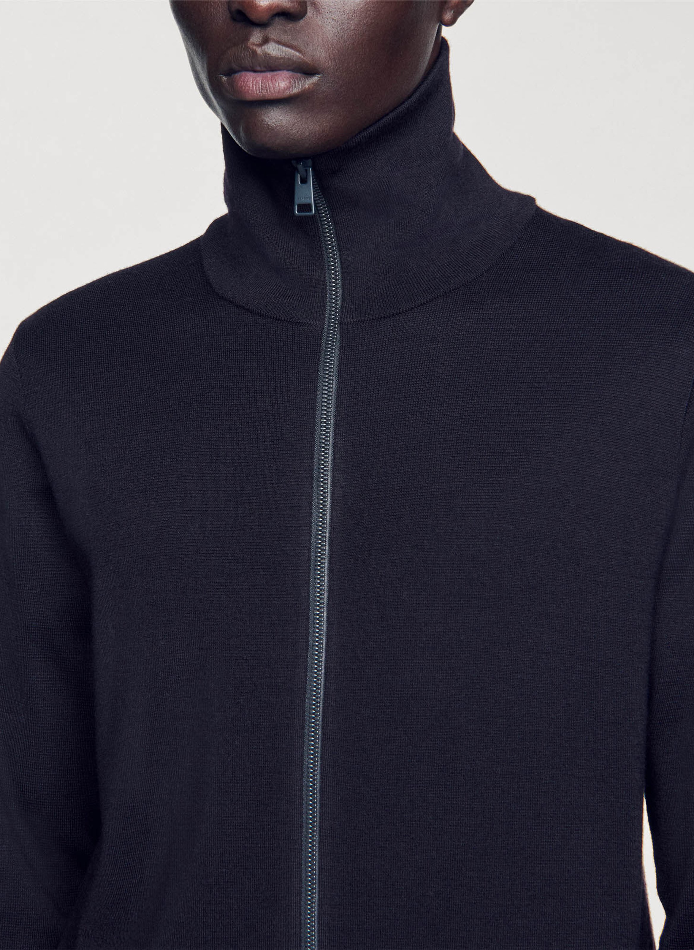 Gilet zippé en laine mélangée SANDRO Bleu