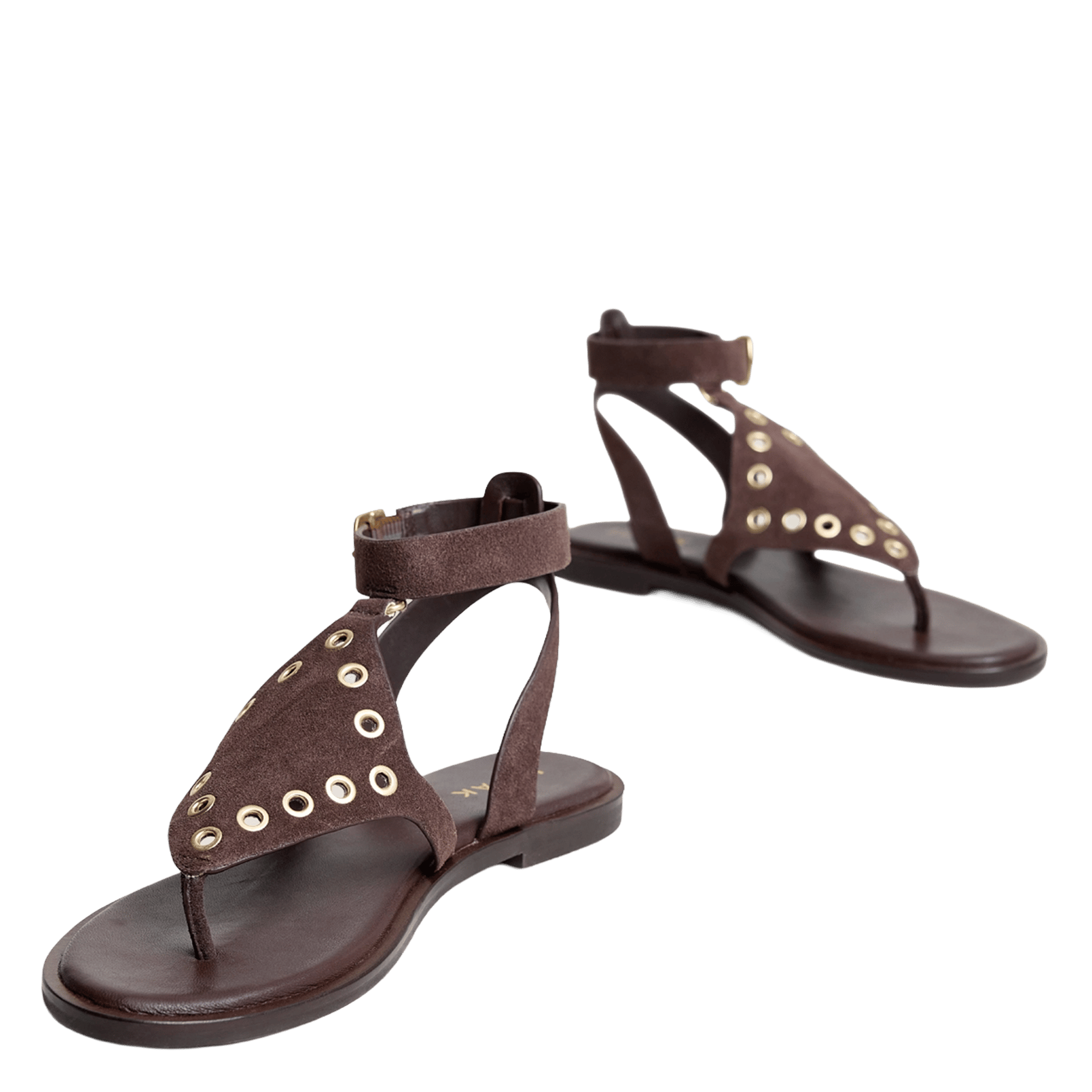 Sandales plates en cuir velours woops JONAK Marron