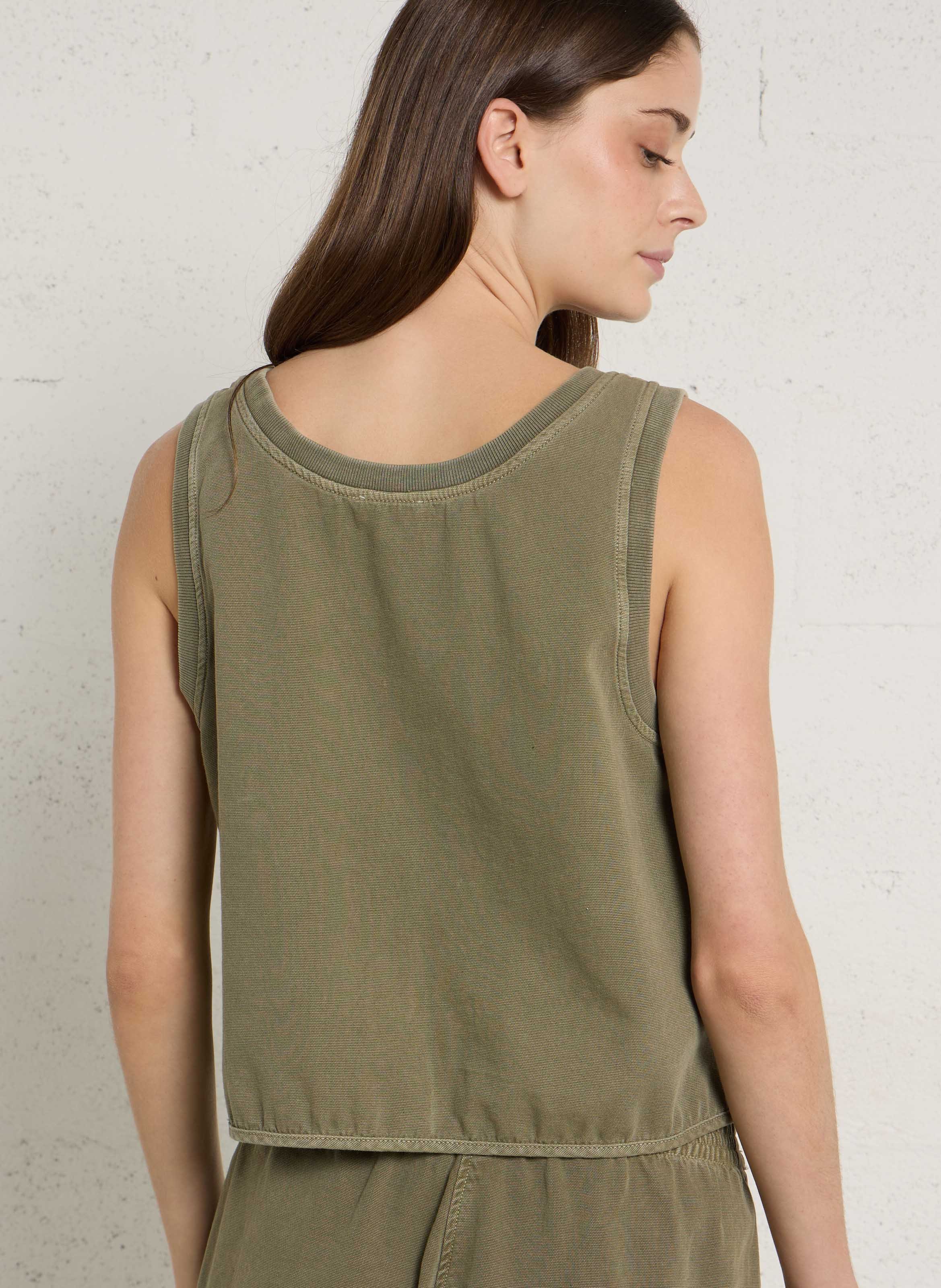 Top court ample sans manches lycaz AMERICAN VINTAGE Vert