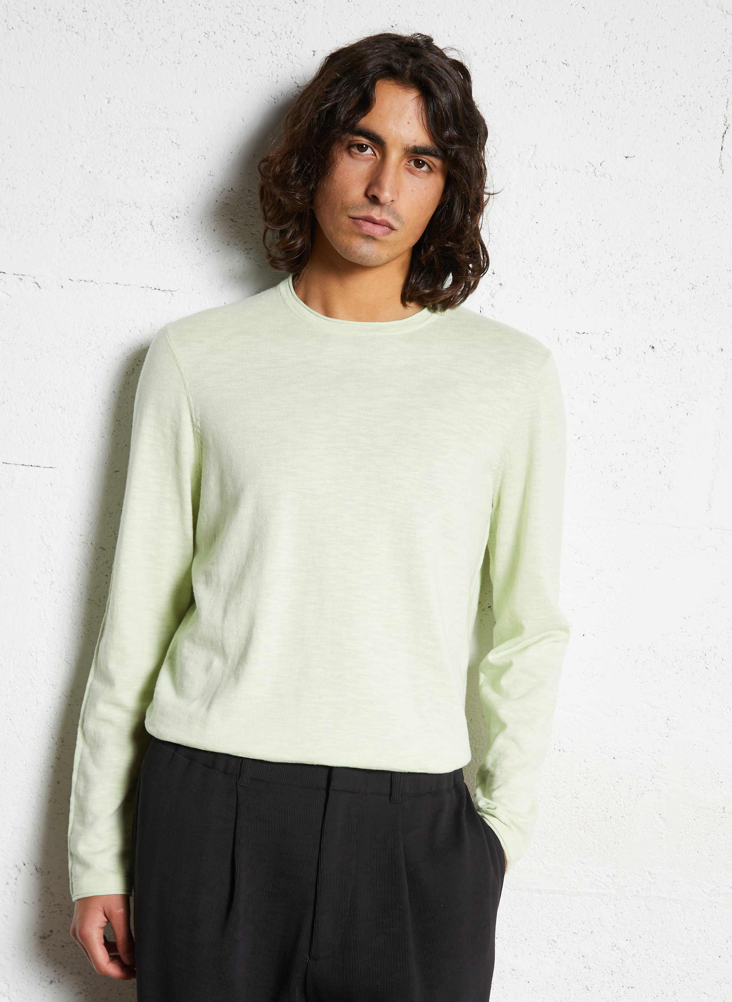 Pull droit col rond en tricot flammé IKKS Vert
