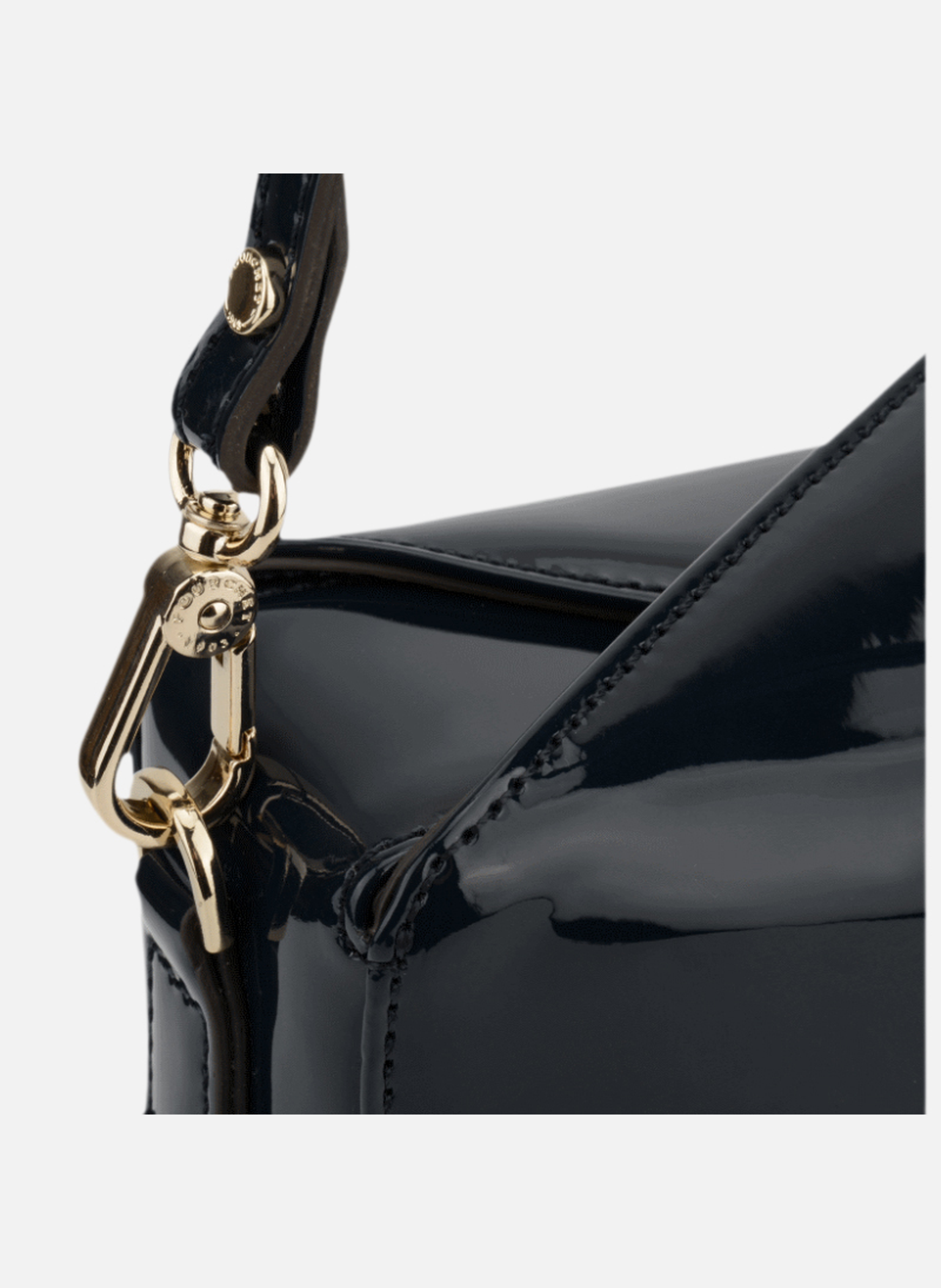 Cassetta vernis | sac porté épaule en cuir de vachette | Noir POURCHET Femme