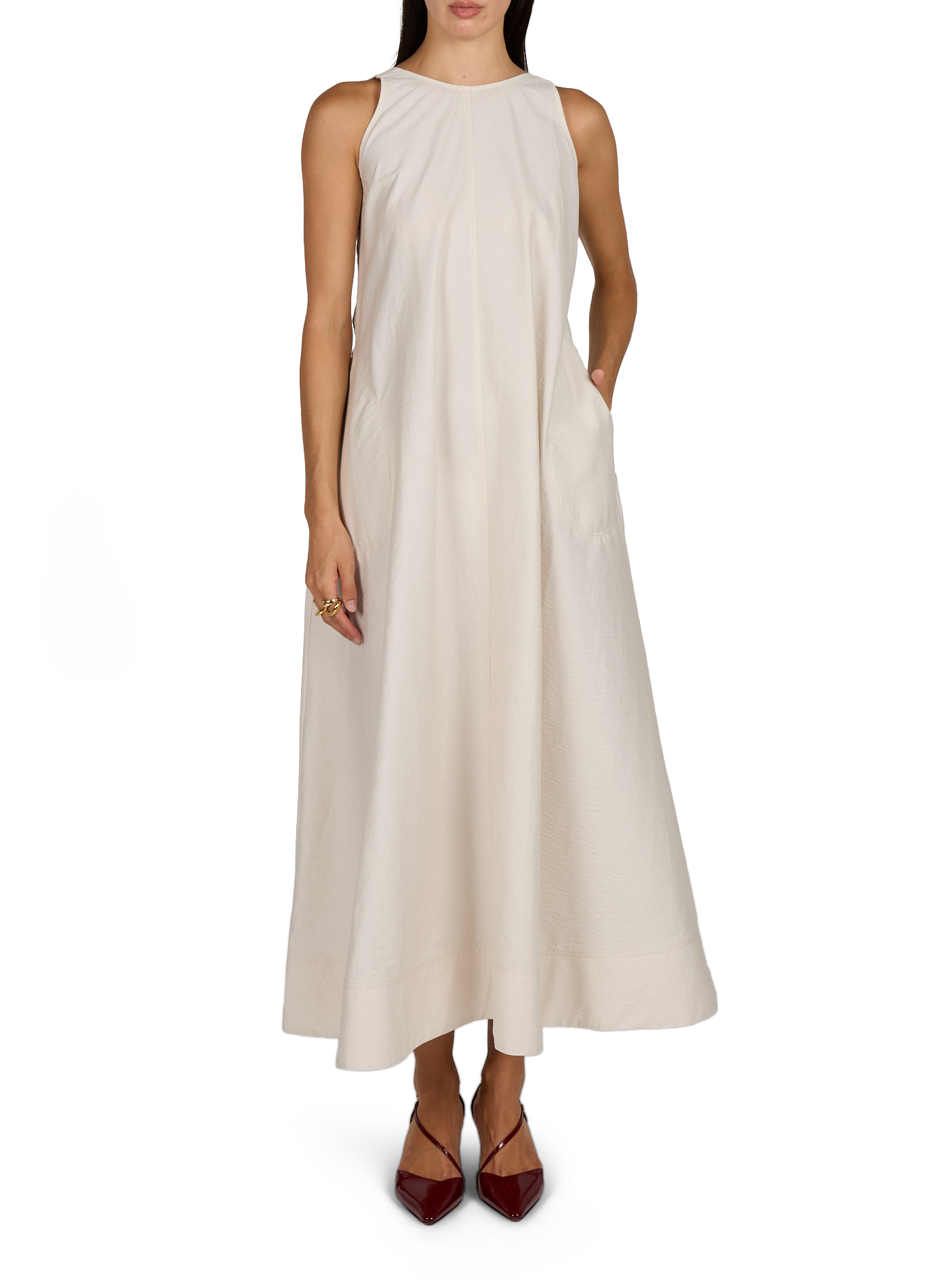 Midi-Kleid mit Rundhalsausschnitt TOPSHOP Weiss