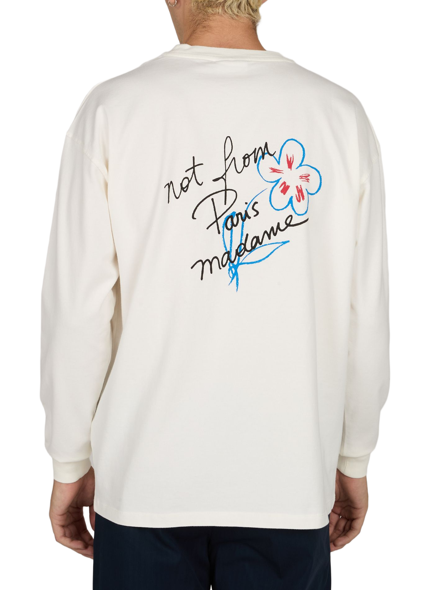 T-shirt manches longues à imprimé dos en coton DROLE DE MONSIEUR Blanc