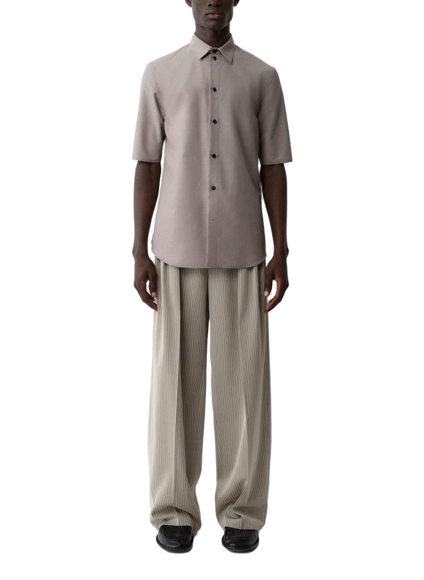 Slim fit Juan shirt in wool and silk CALVIN KLEIN COLLECTION Grey