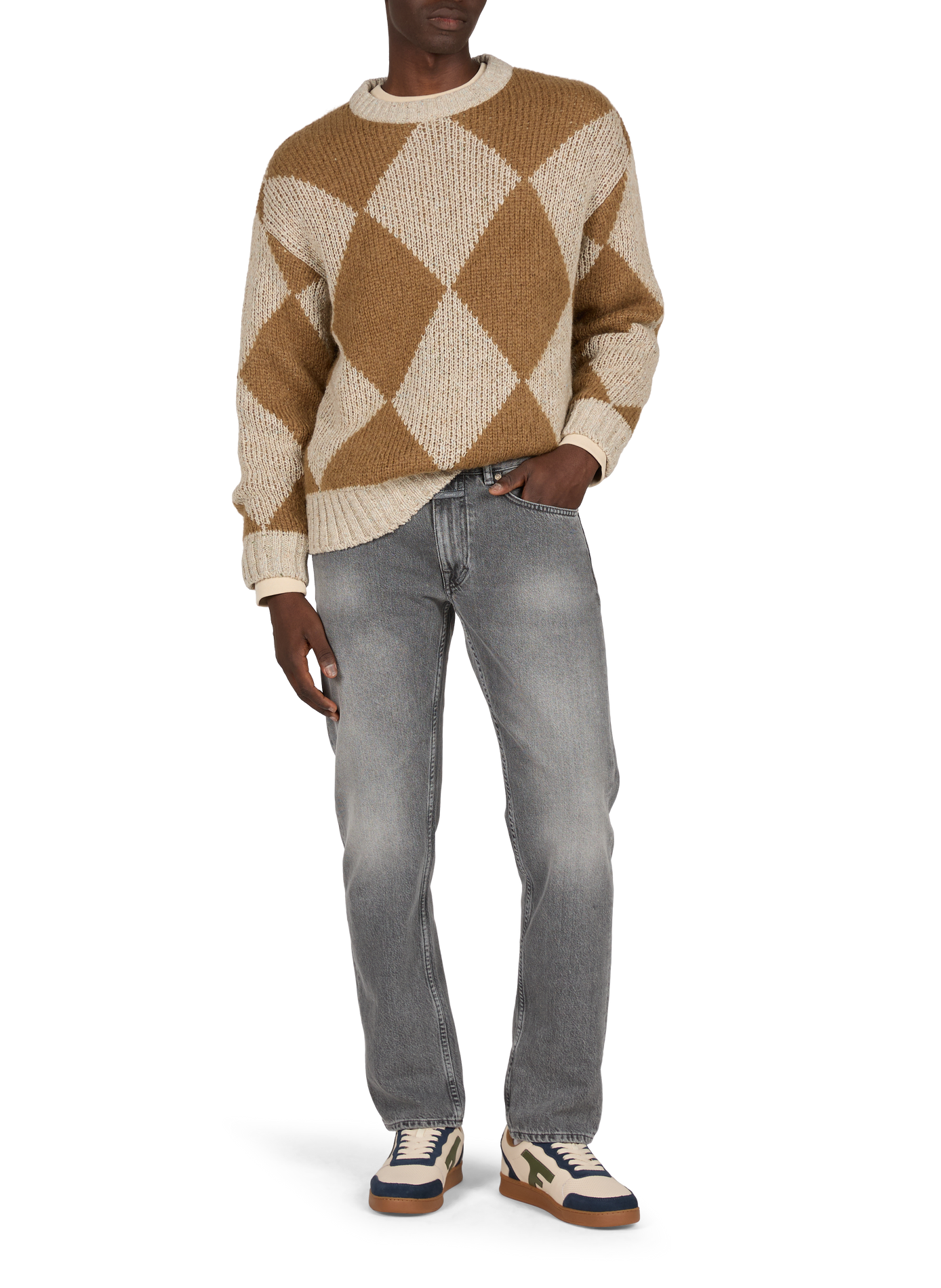Special Argyle Wool and Mohair Blend Sweater CLOSED Beige