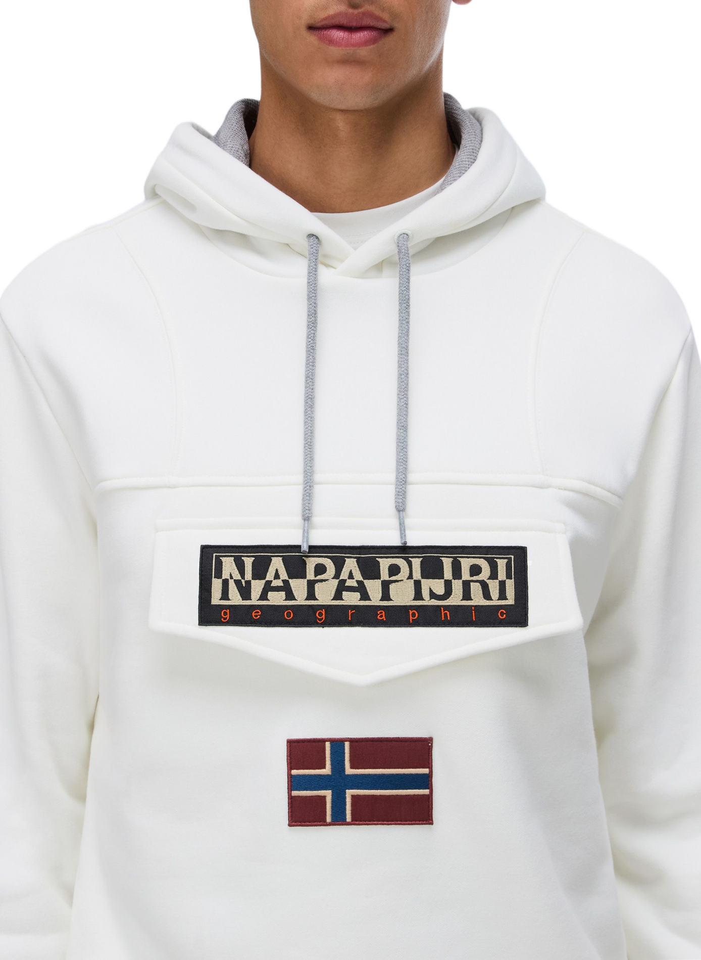 Straight cotton-blend hoodie NAPAPIJRI White