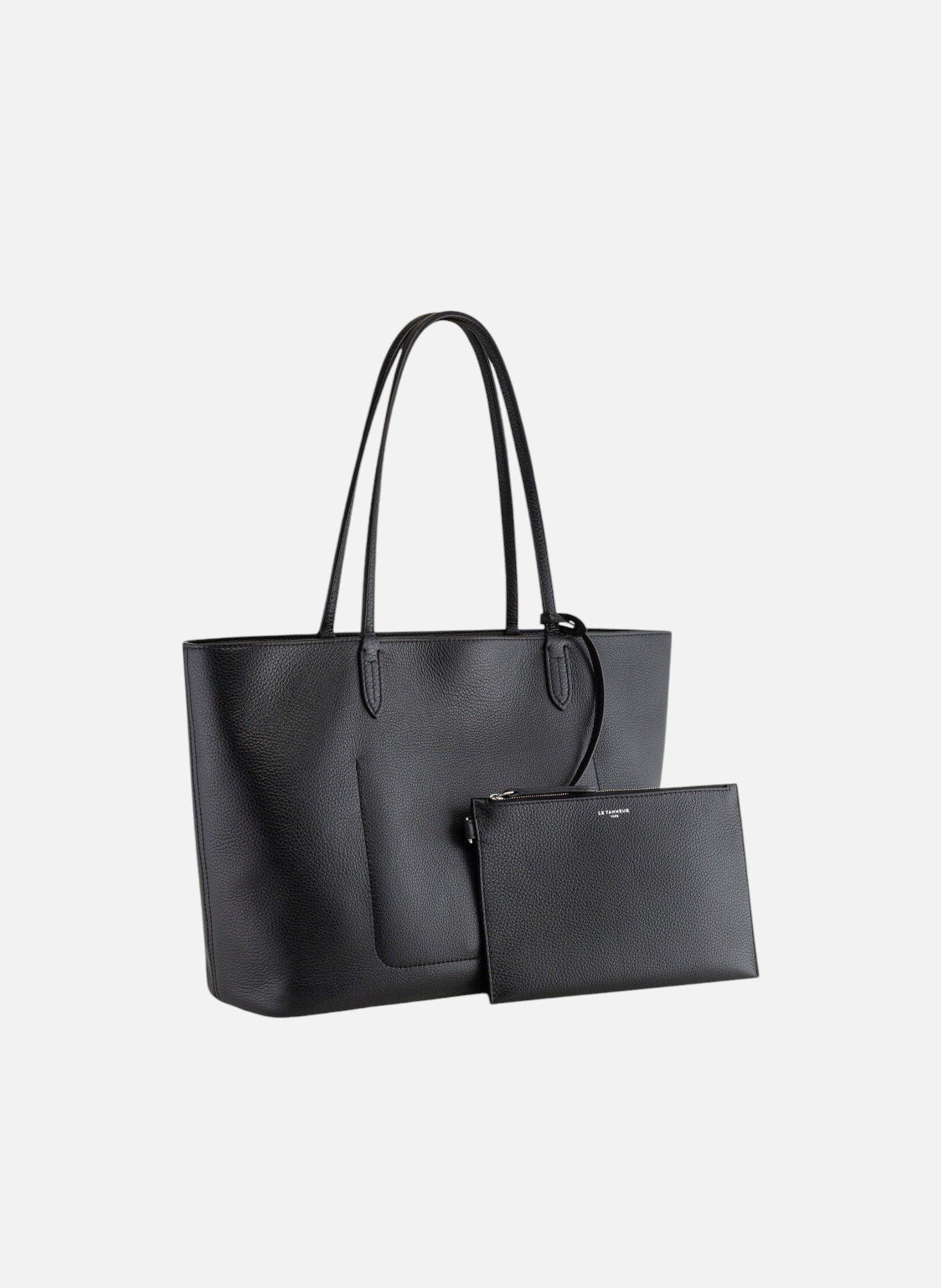 Grand sac cabas louise en cuir grainé LE TANNEUR Noir