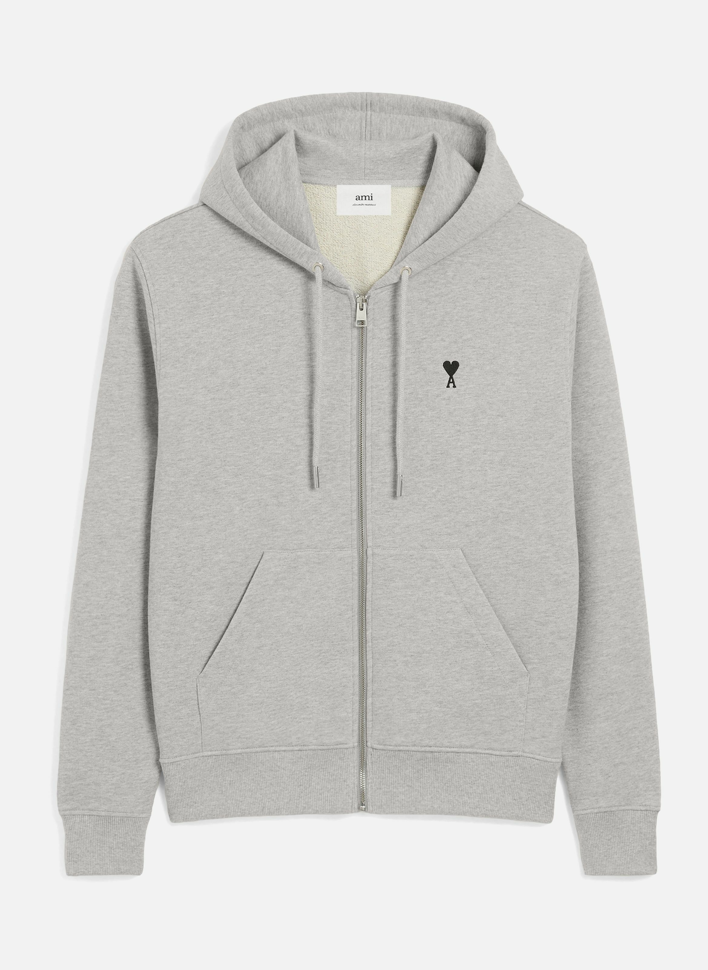 Hoodie zippé ami de coeur en coton AMI PARIS Gris