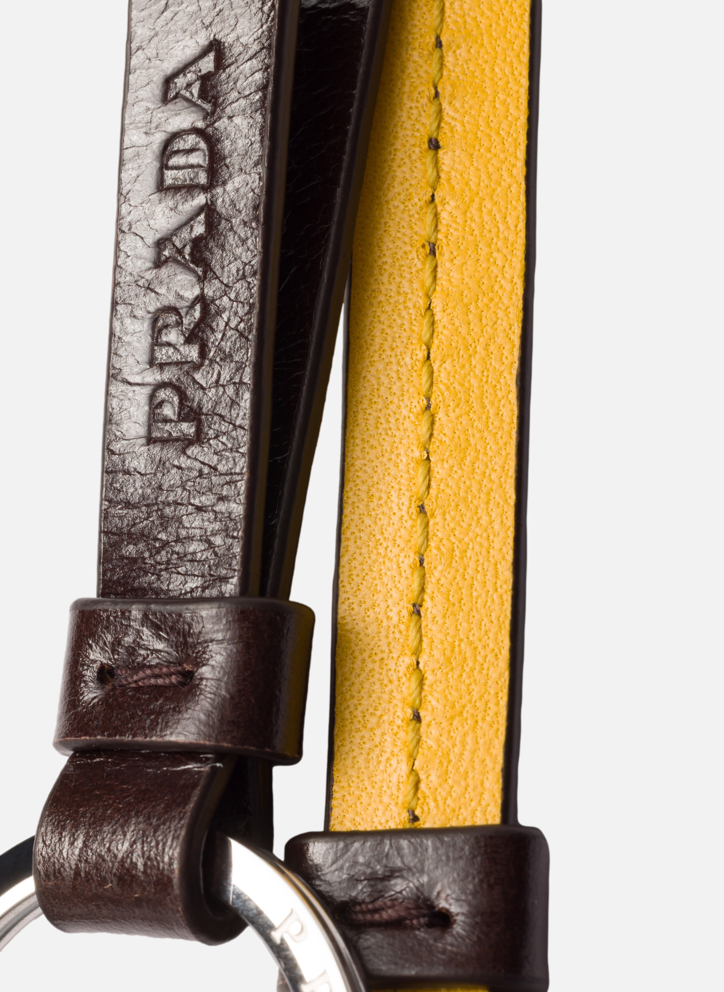 Porte-clés en cuir PRADA Jaune