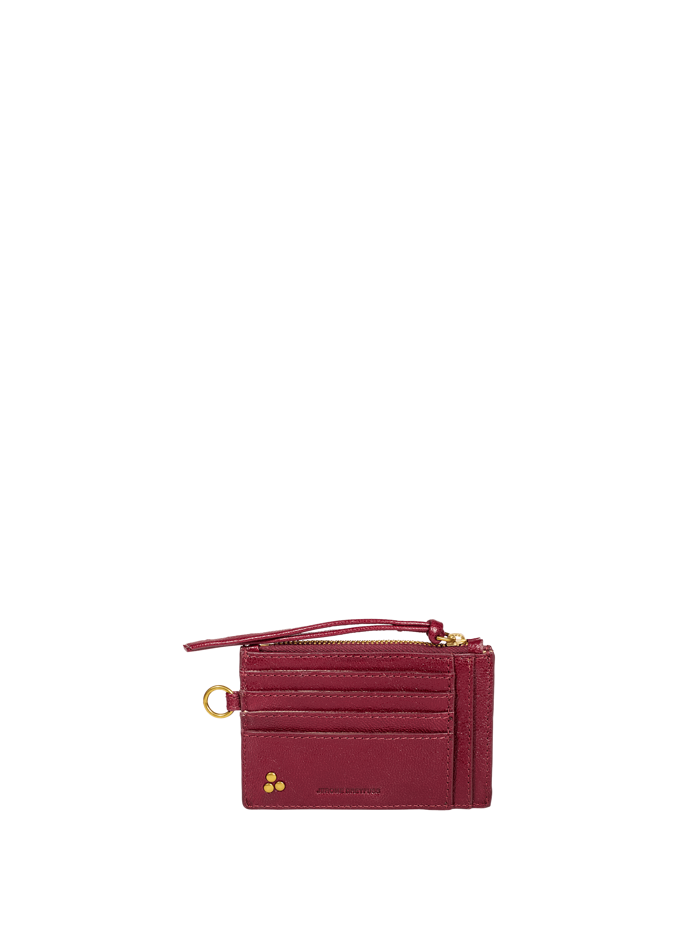 JÉRÔME DREYFUSS Porte-cartes Lucky en cuir de chèvre Rouge