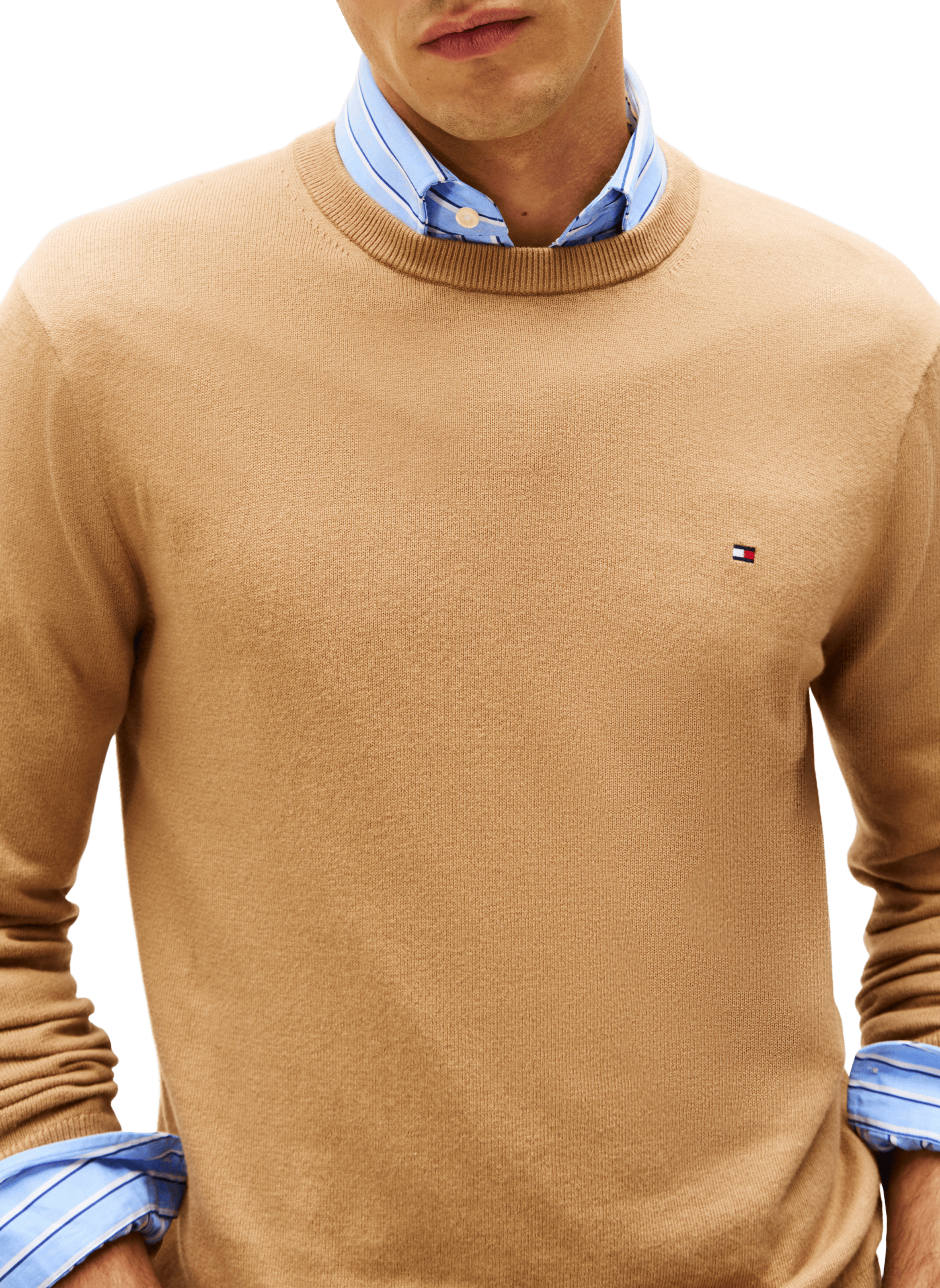 Cotton cable knit jumper TOMMY HILFIGER Brown