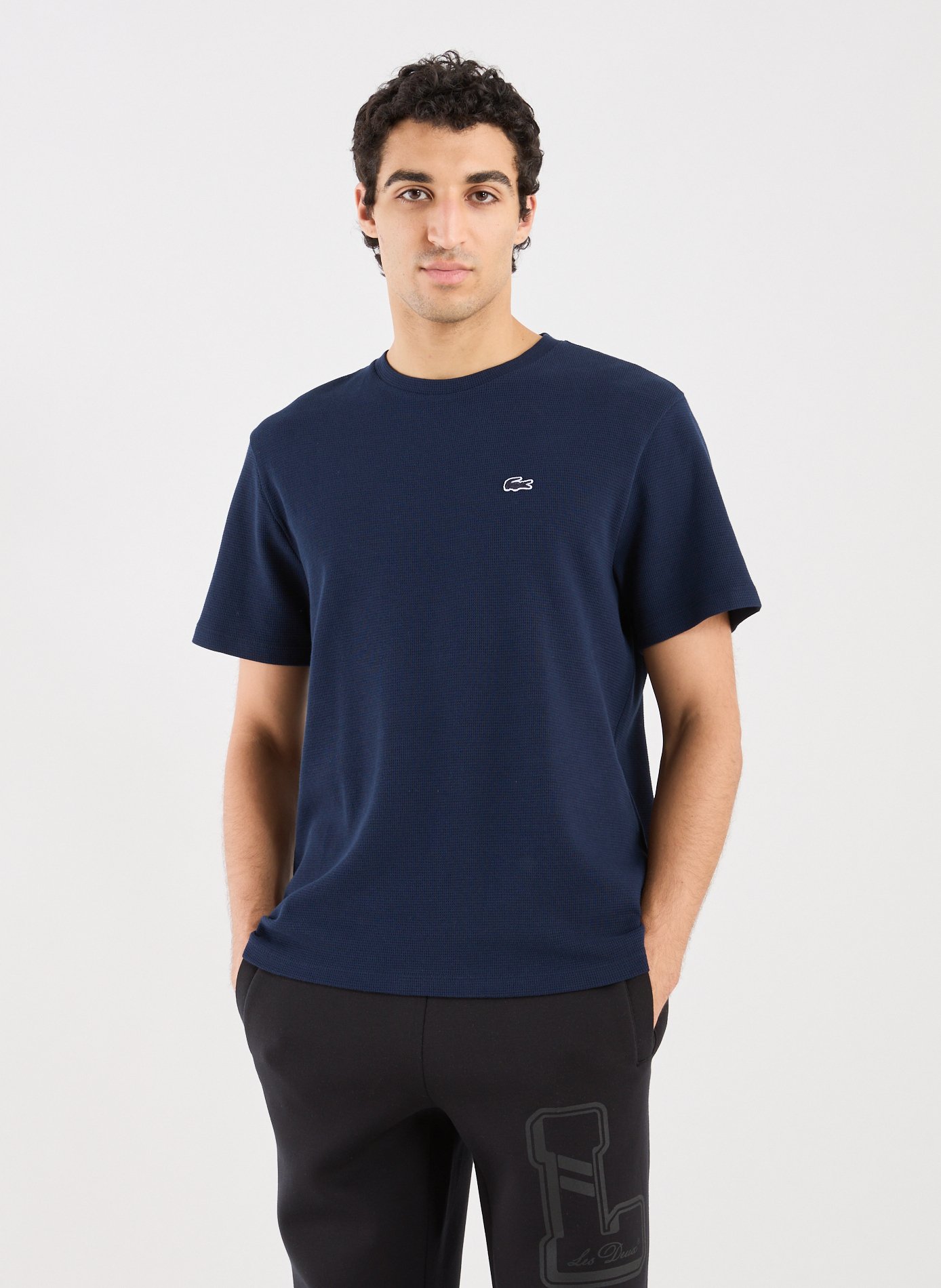 LACOSTE T-shirt col rond en coton  Bleu
