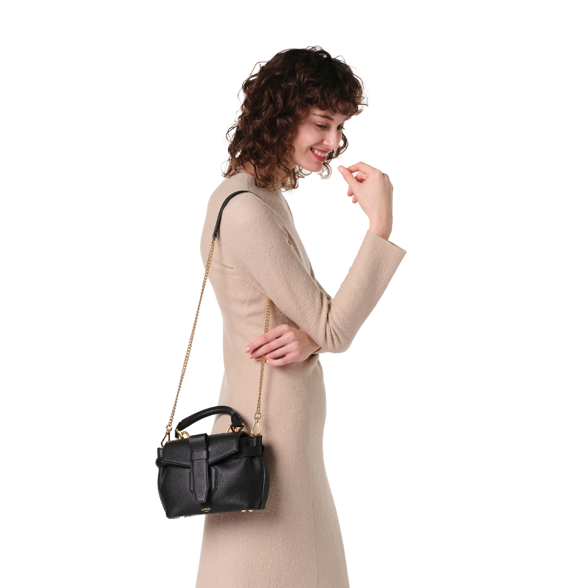 Mini top-handle bag charlie by lancel in leather LANCEL Black