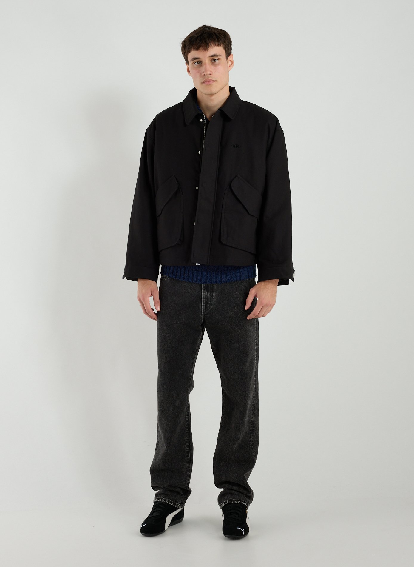 Oversized jacket with a classic cotton collar ARTE ANTWERP Black