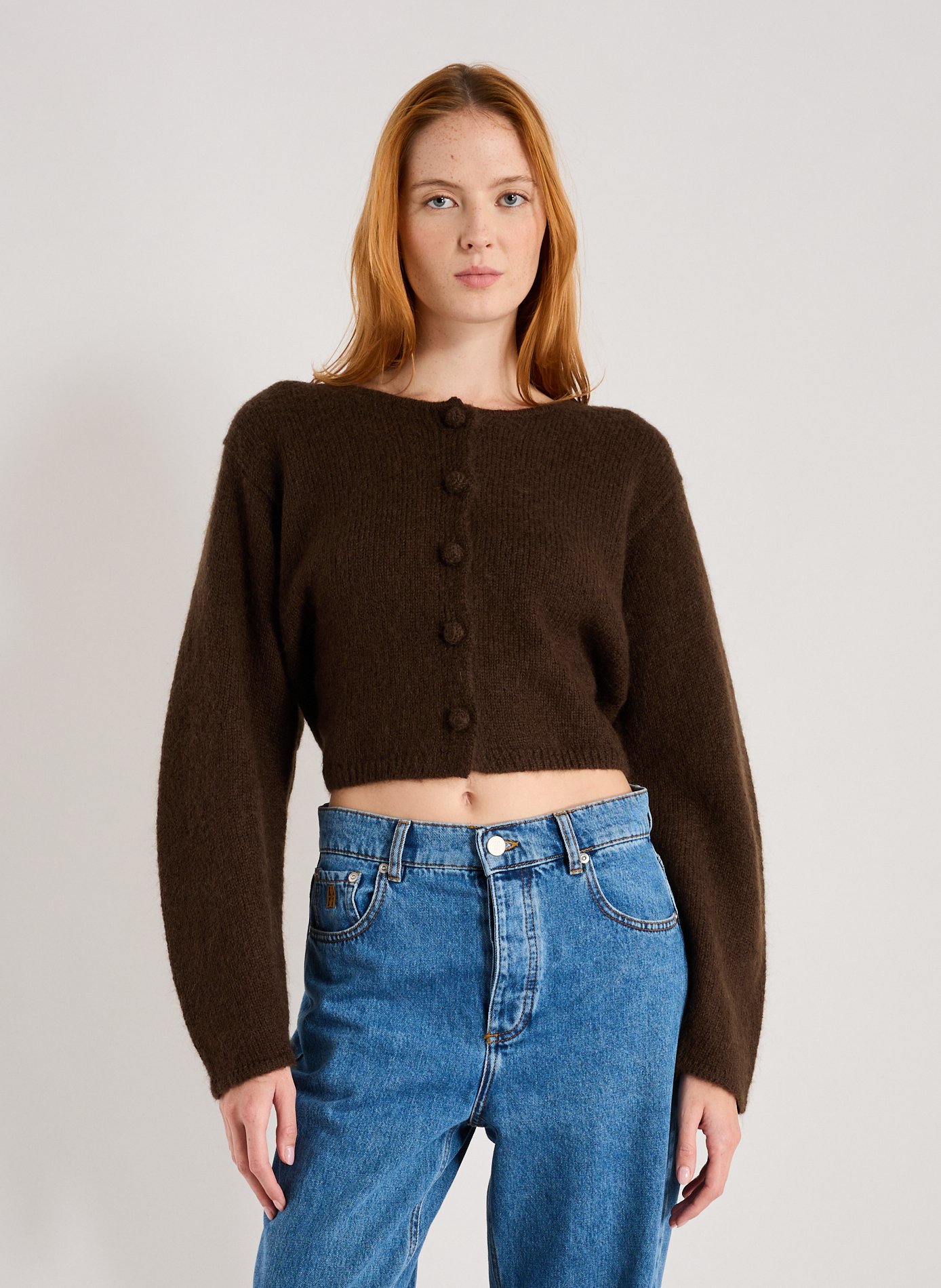 BY MALENE BIRGER Gilet court Zharea en laine et mohair mélangés Beige