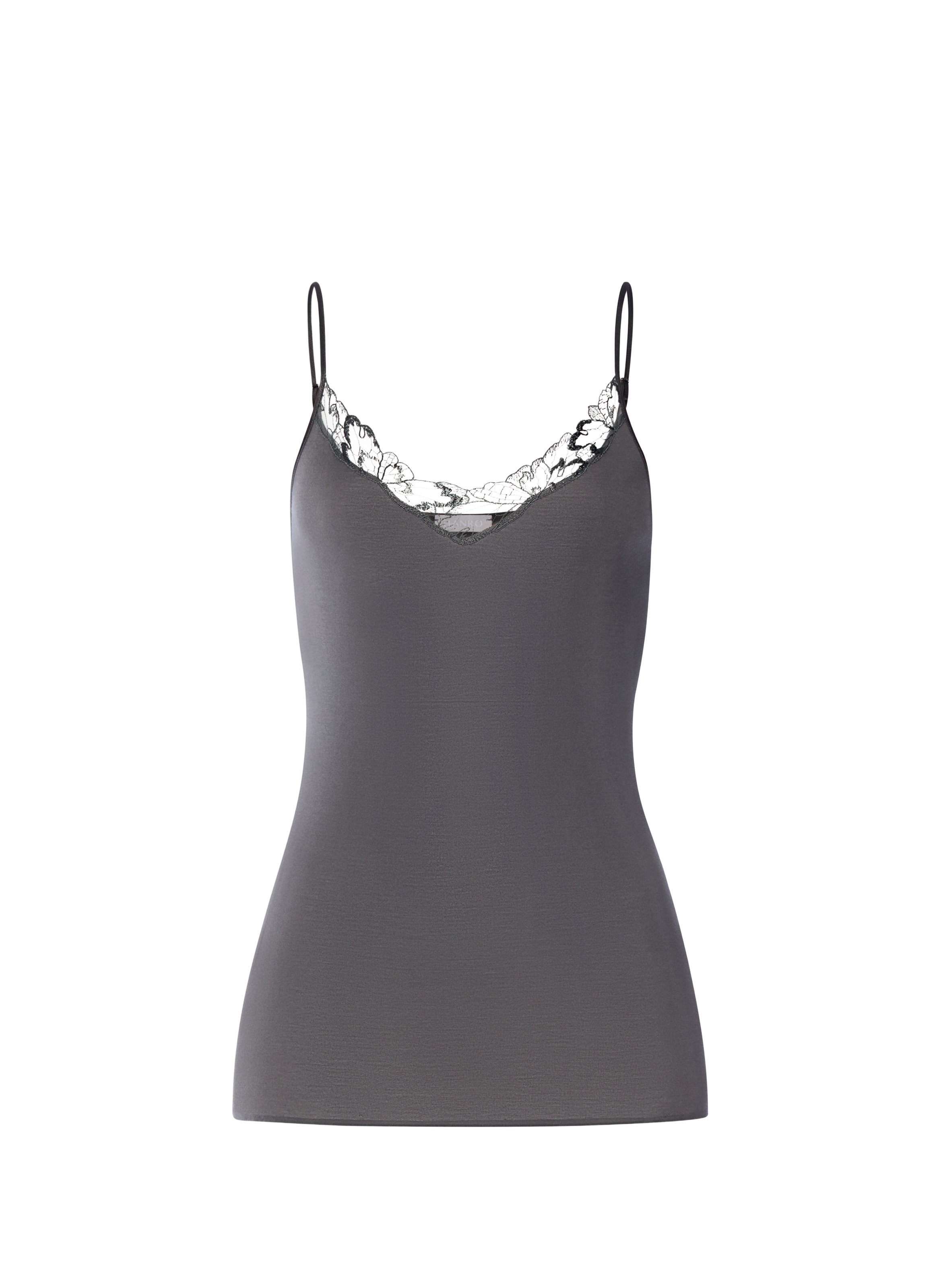 Top dentelle à col V en coton HANRO Gris