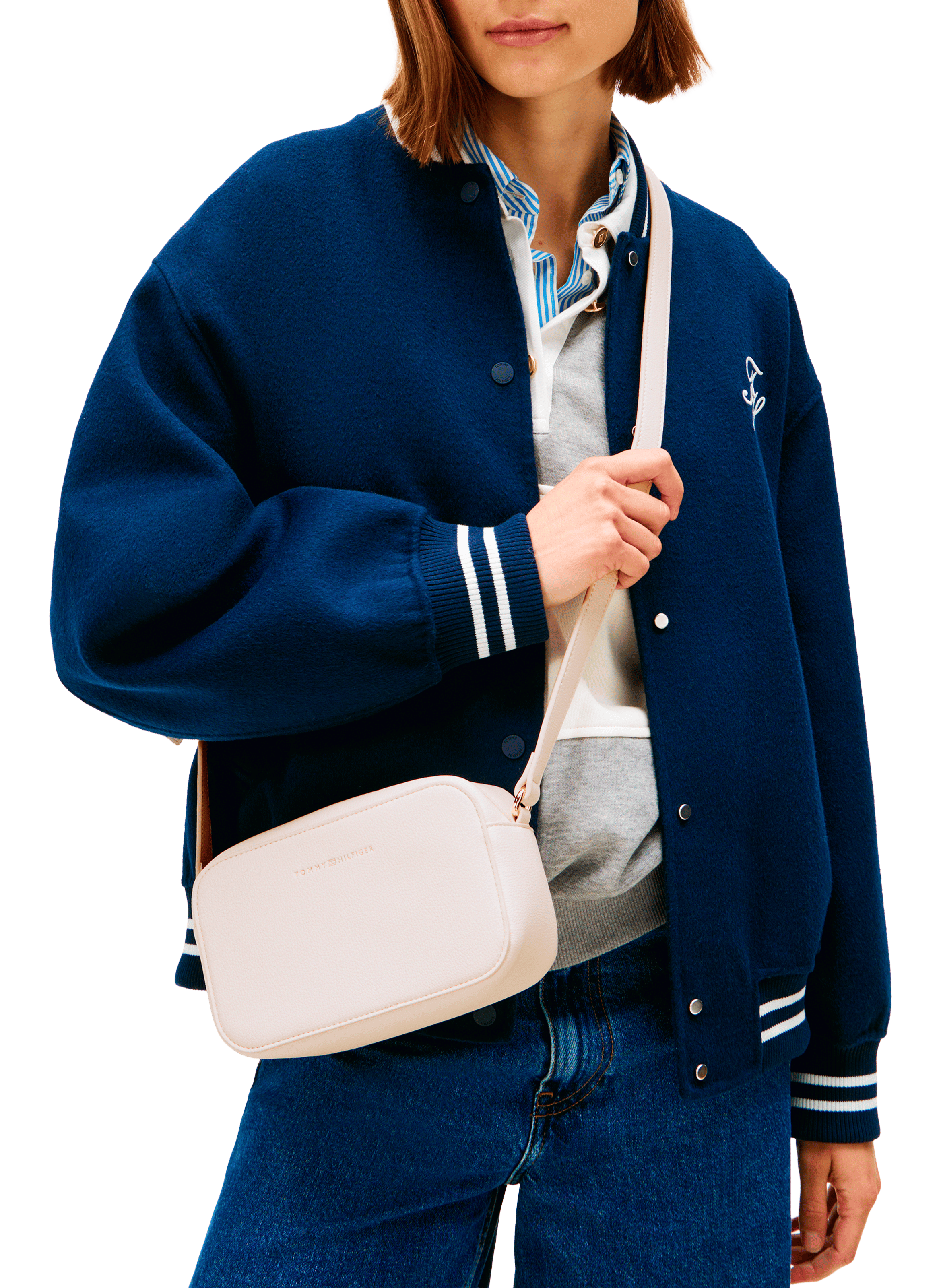 Faux leather shoulder camera bag TOMMY HILFIGER Beige