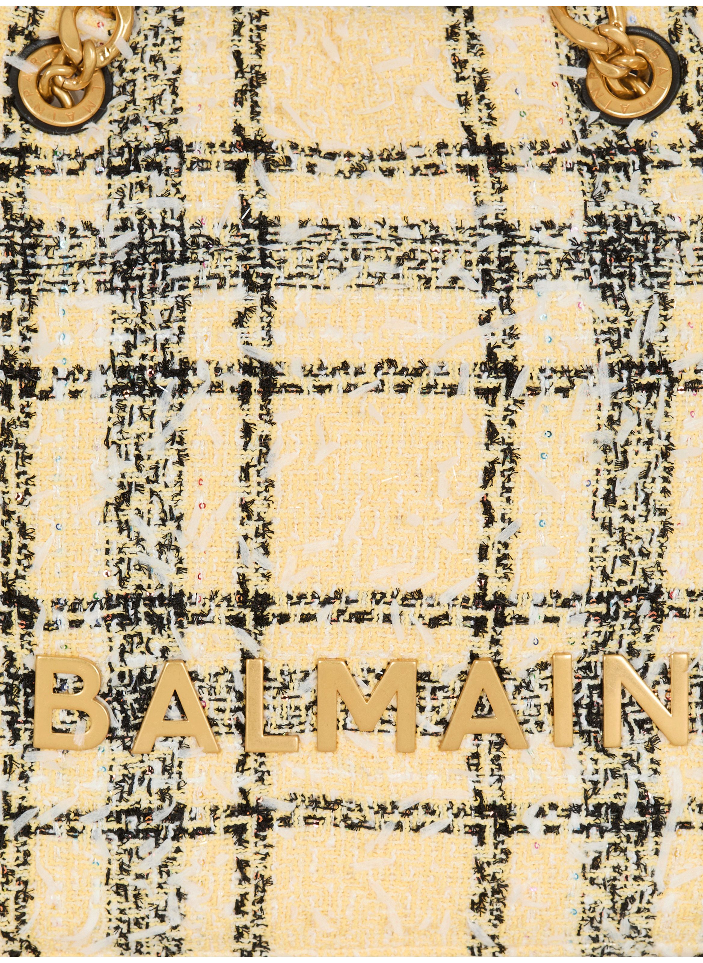 Sac cabas 1945 en tweed tartan BALMAIN Jaune