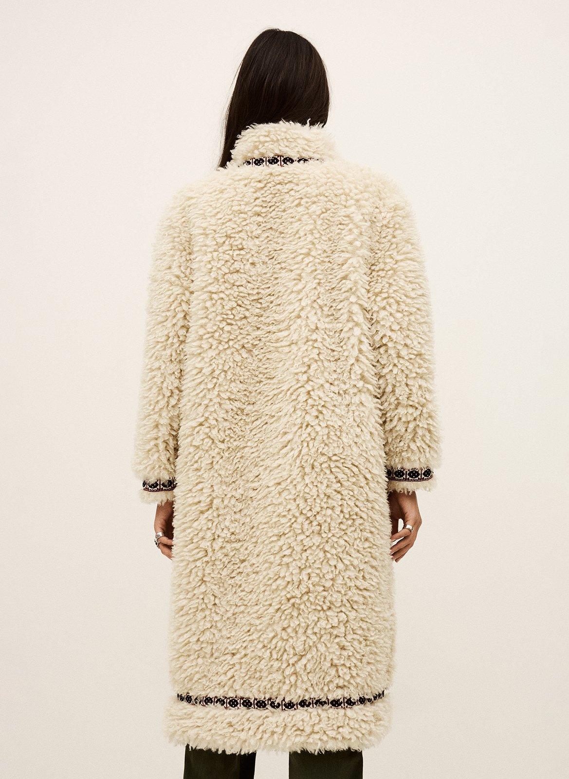 Manteau col châle effet fourrure cais BA&SH Beige