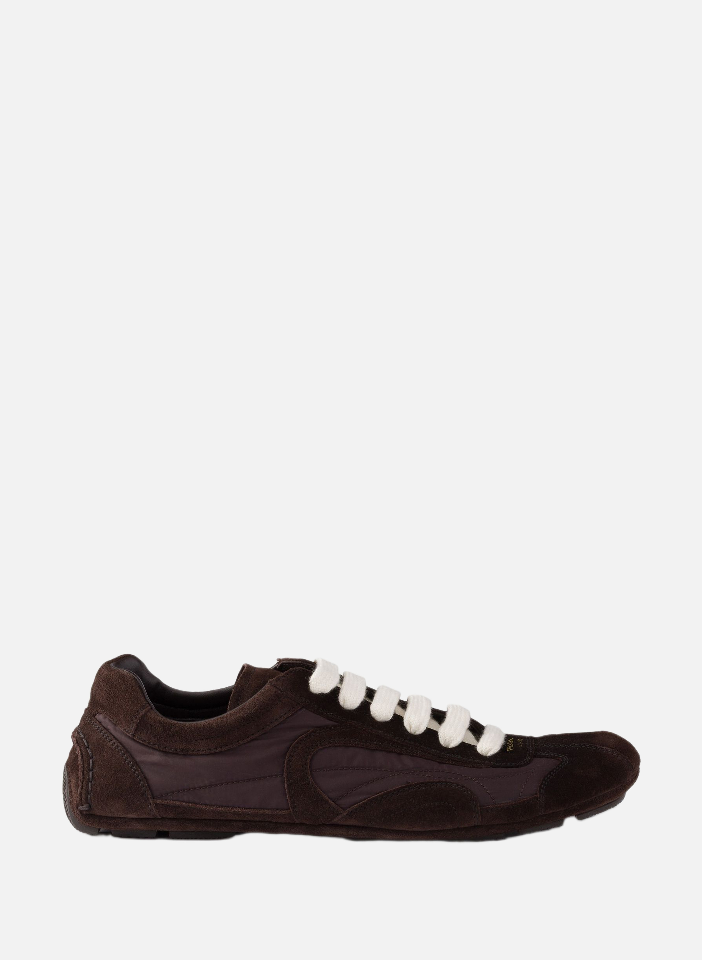 Baskets en daim et re-nylon montecarlo re-edition PRADA Marron