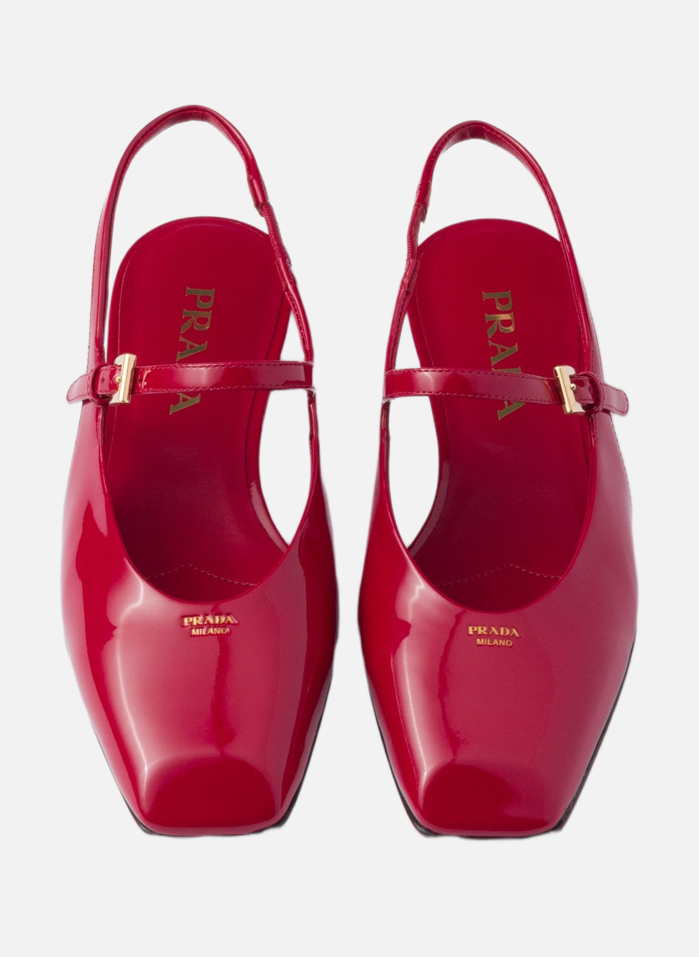 Ballerines à bride arrière en cuir verni PRADA Rouge