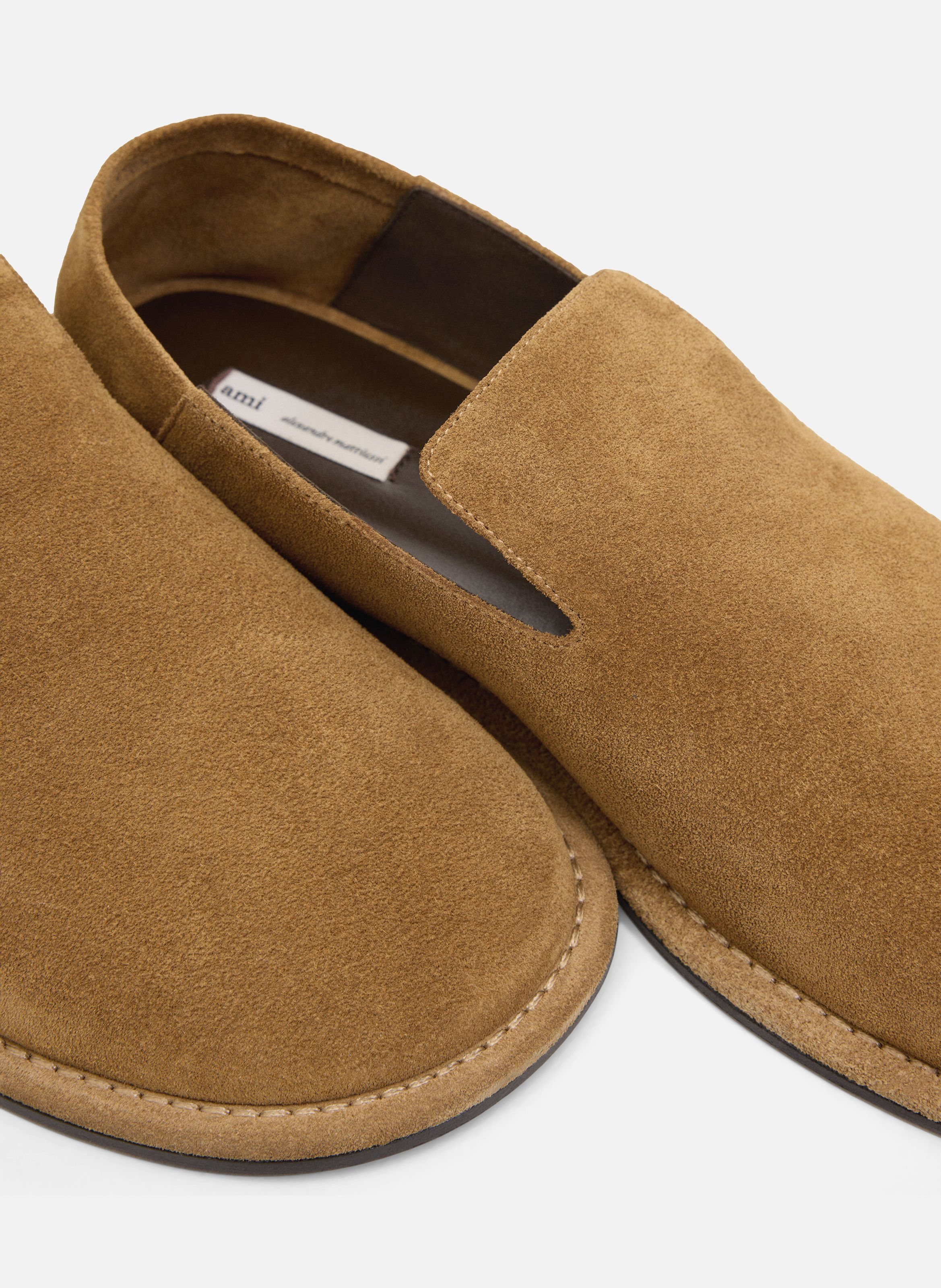 Slippers midi unisexes en cuir de veau AMI PARIS Marron