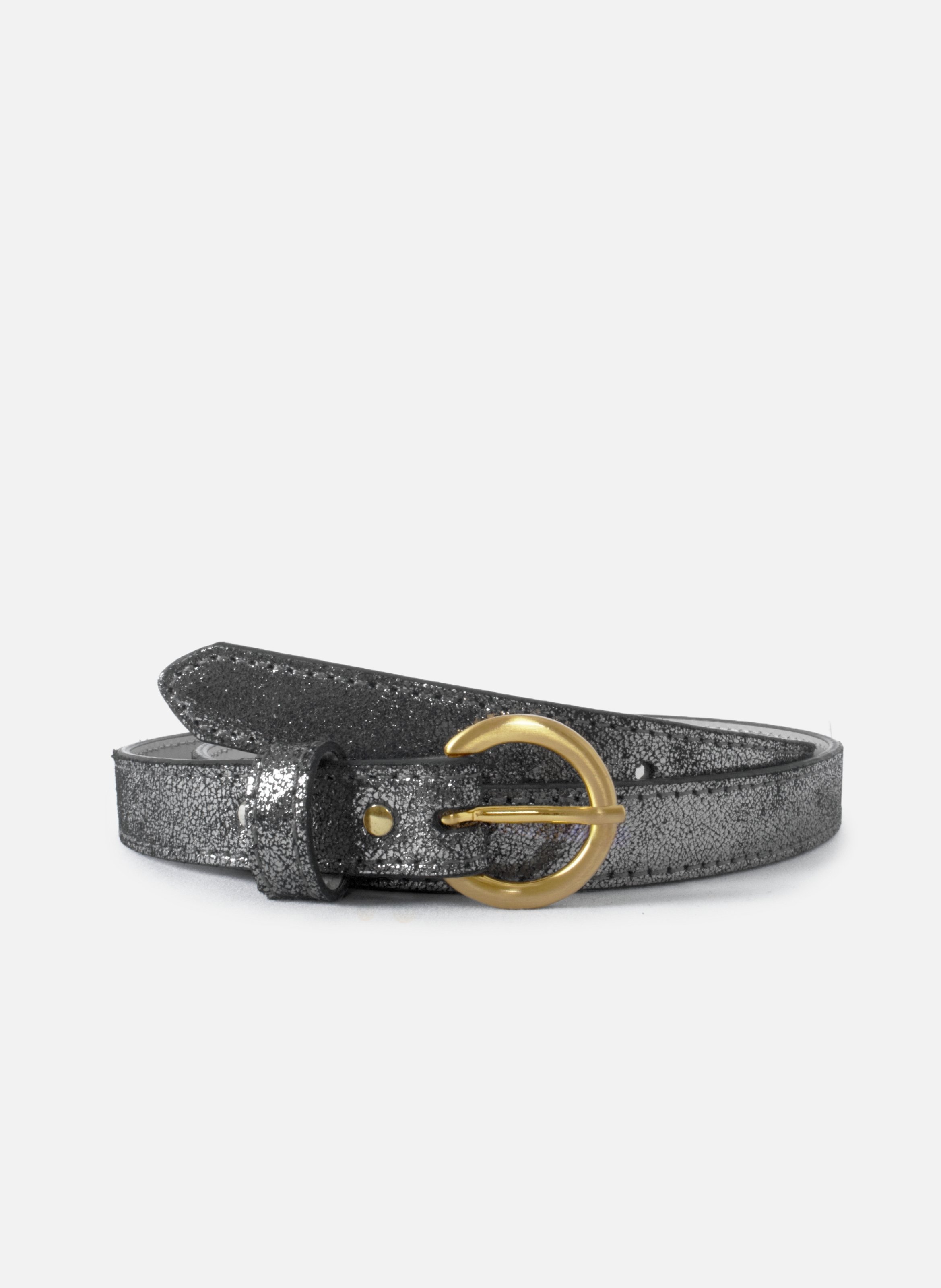 Ceinture boucle d'or cuir argenté JULES & JENN Argent