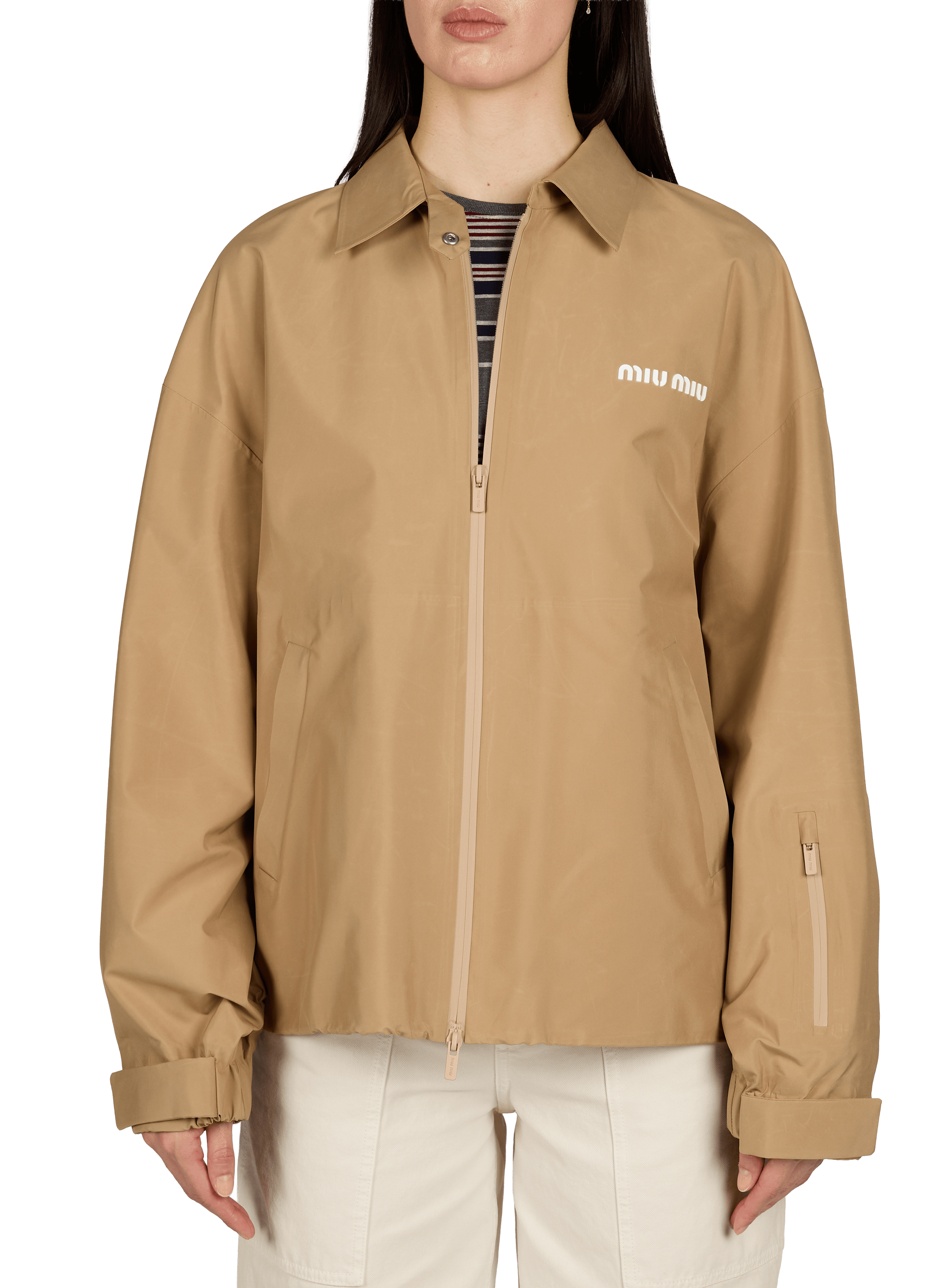 Oversized jacket with a classic collar MIU MIU Beige