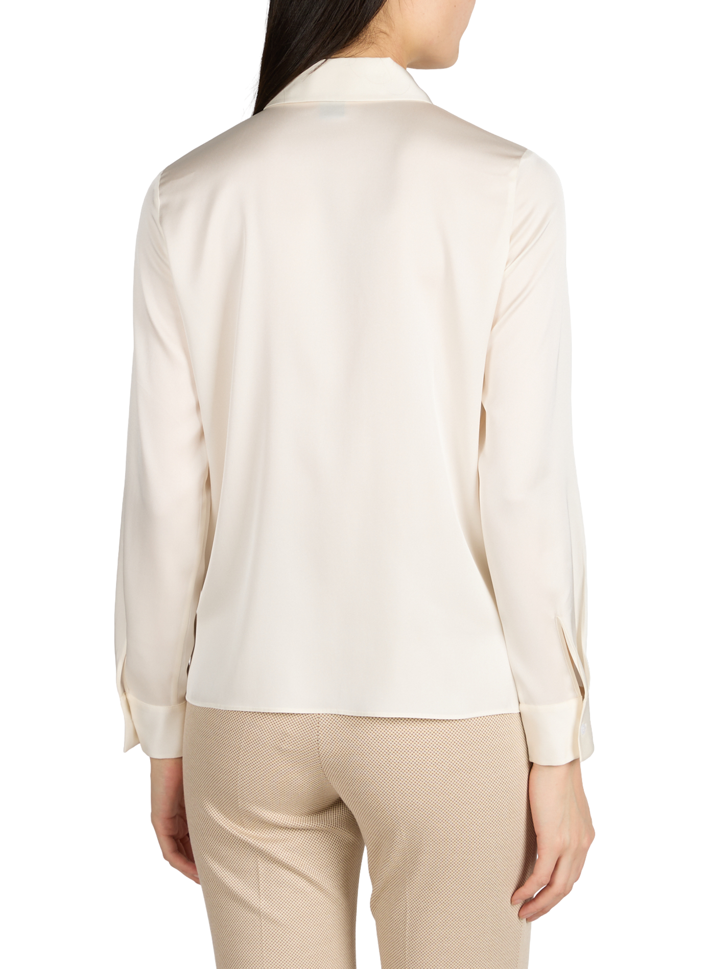Straight shirt with classic collar in blended silk BOSS Beige