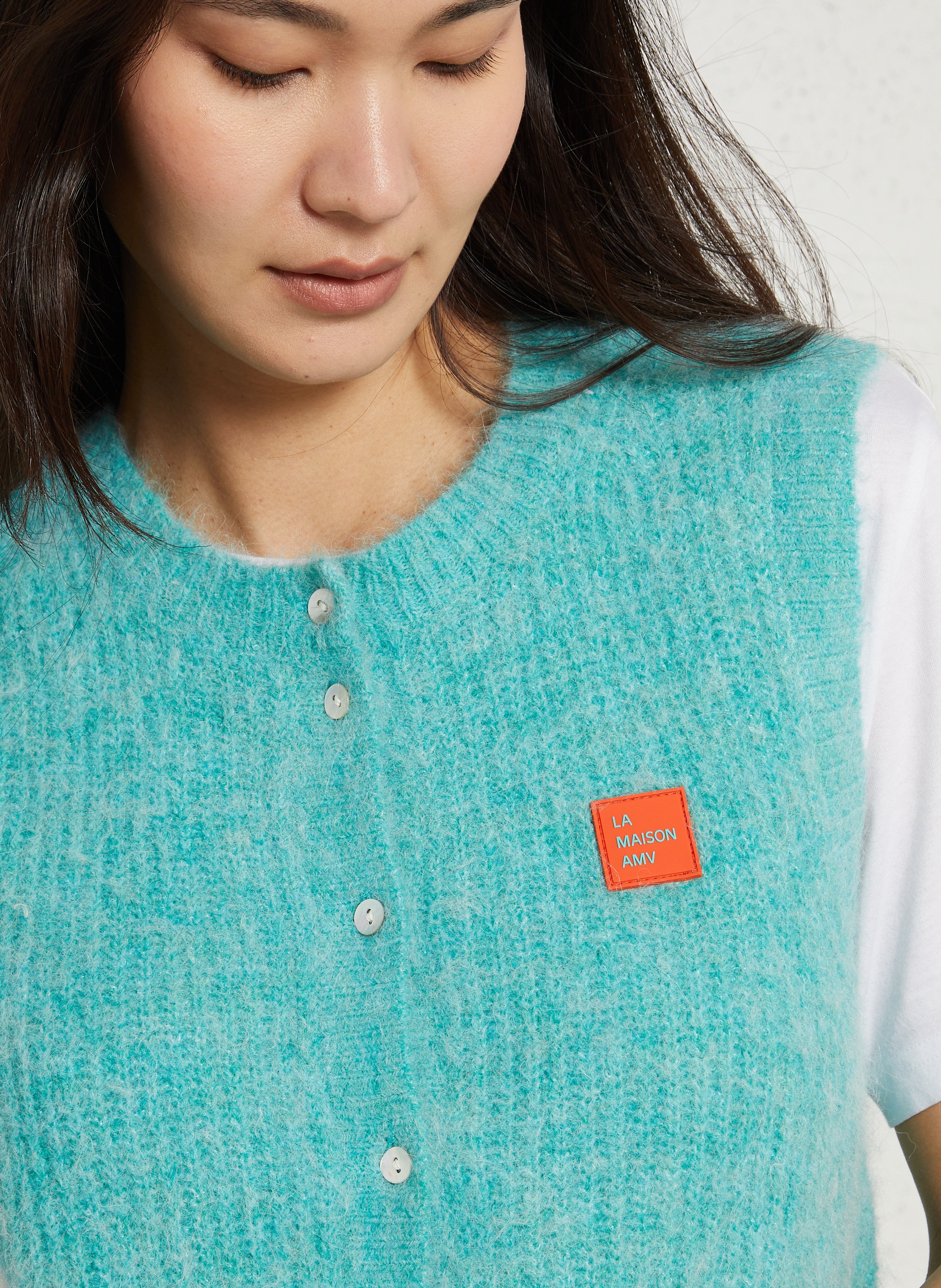 Gilet sans manches en maille duveteuse east AMERICAN VINTAGE Bleu