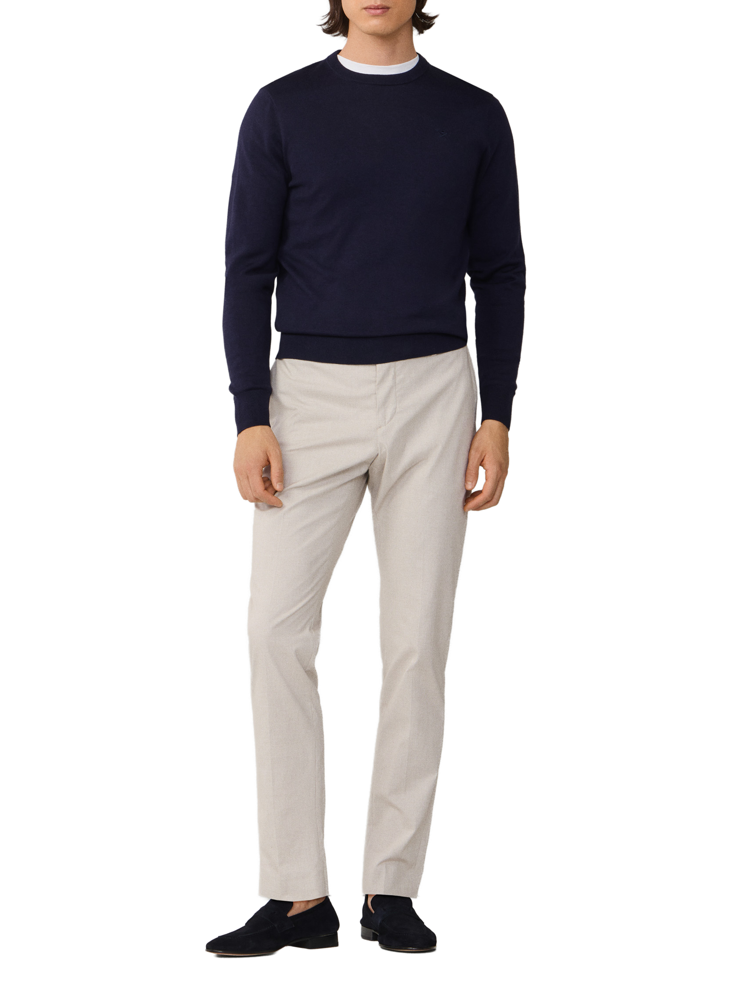 Round neck sweater in cotton and silk HACKETT Blue