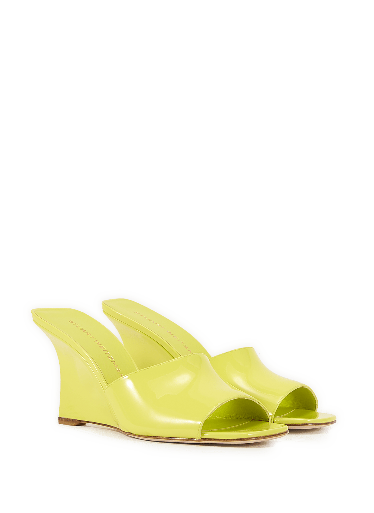 Vinnie Wedge 85 Patent Leather Mules STUART WEITZMAN Yellow