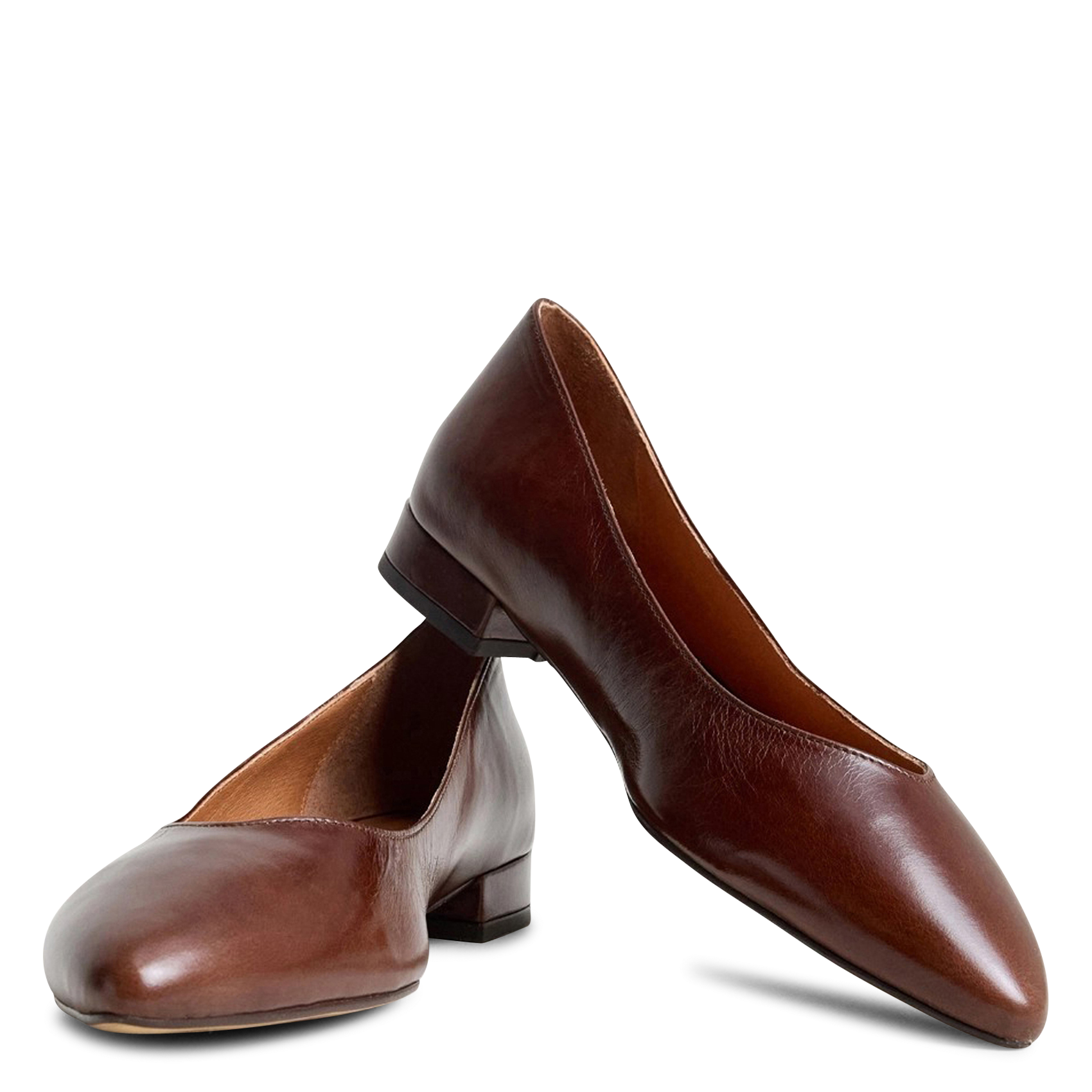 Ballerines plates pointus en cuir vendy JONAK Marron