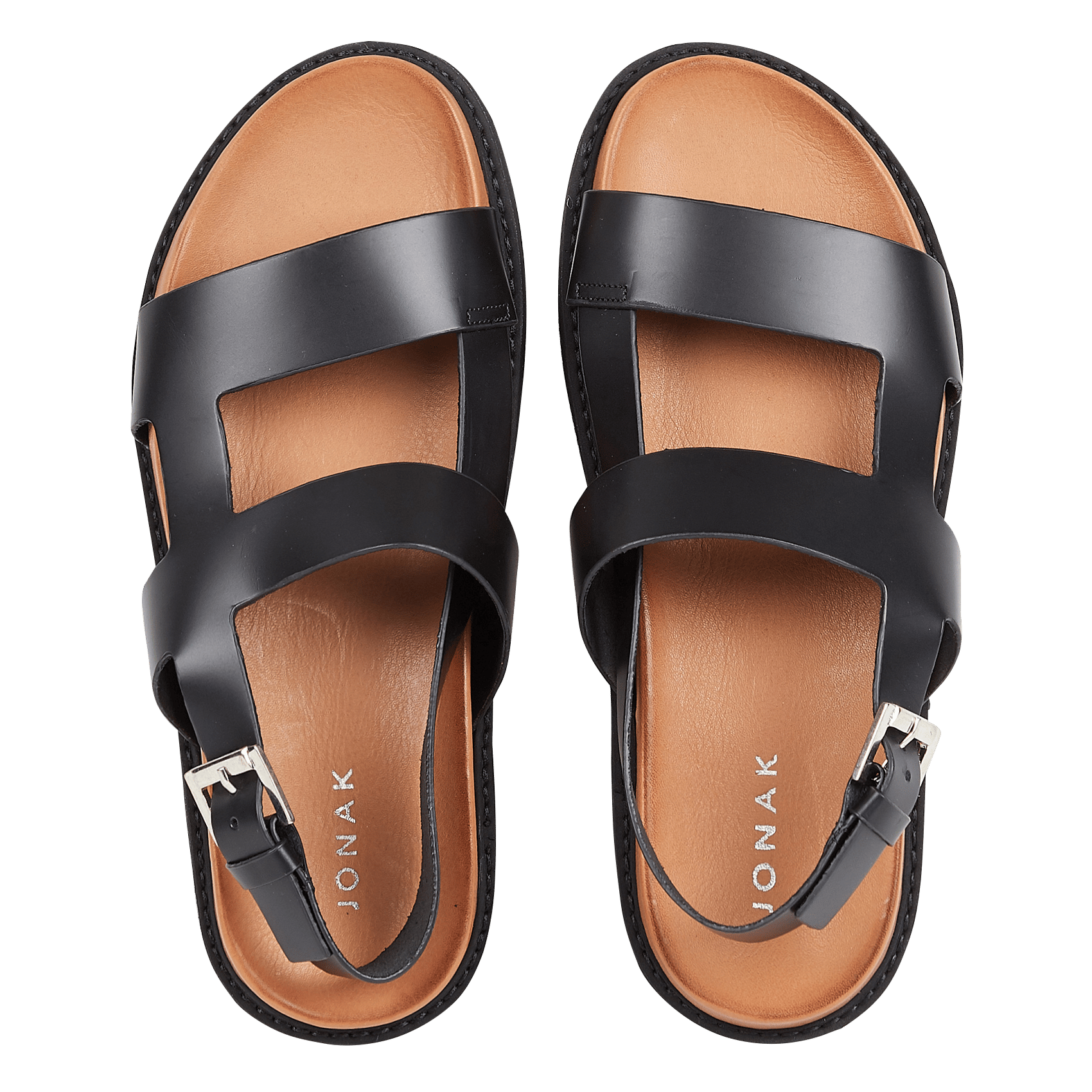 Sandales plates en cuir lagune JONAK Noir