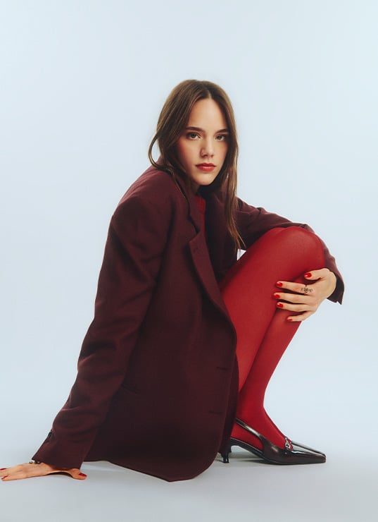 mode femme blazer collants rouges