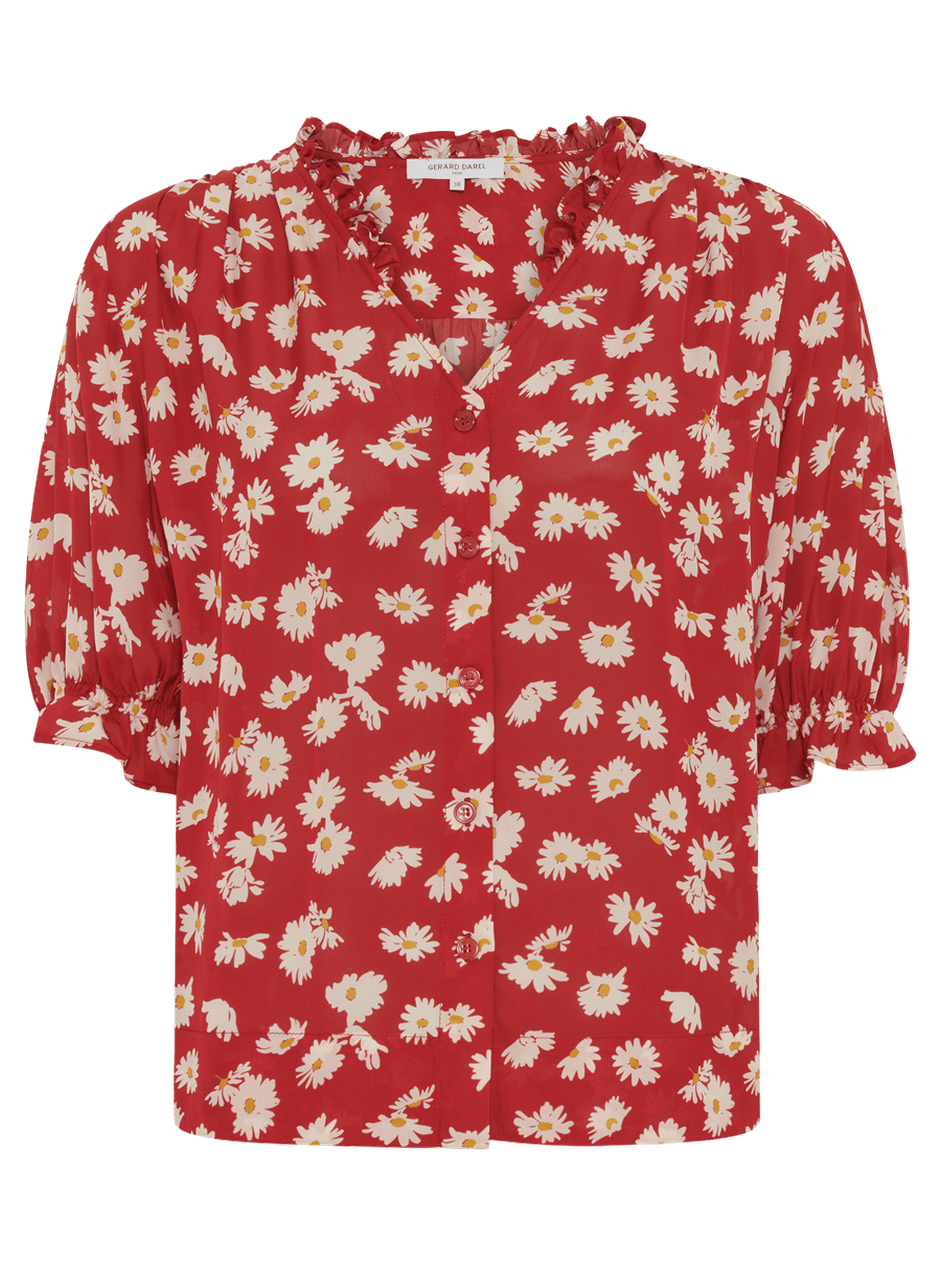 Chemise fleurie à volants - ceva GERARD DAREL Rouge