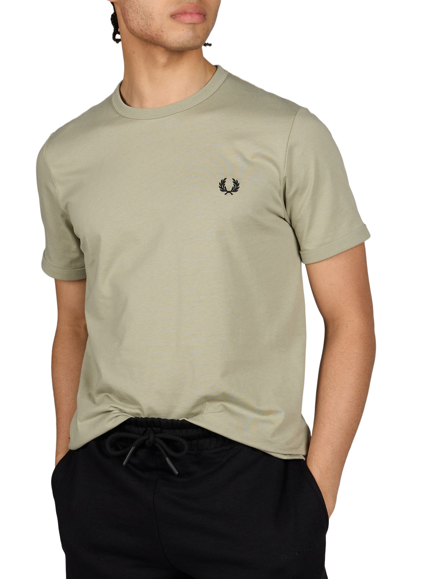T-shirt à bordures contrastantes en coton FRED PERRY Vert