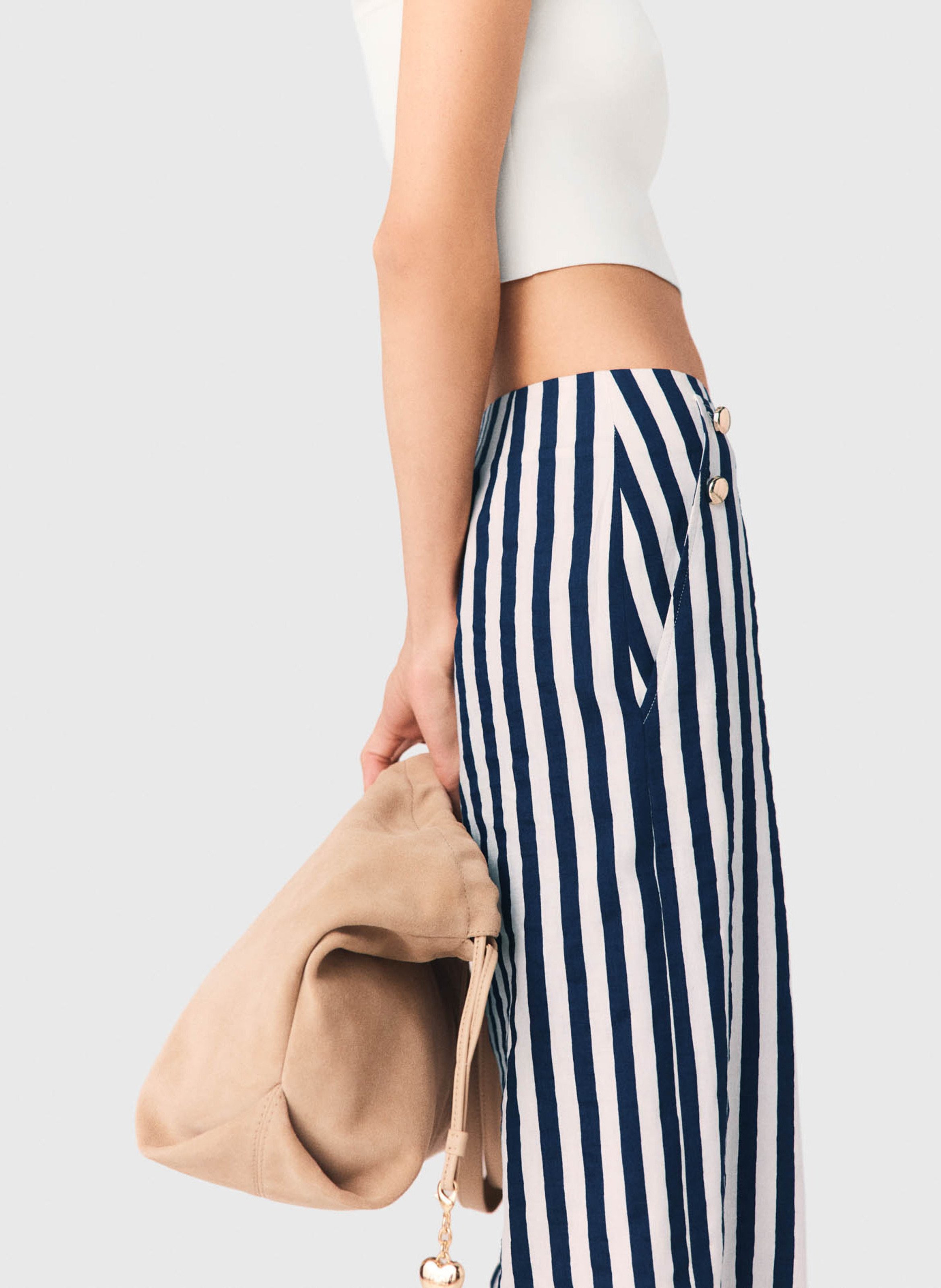 Pantalon large à rayures MAJE Blanc